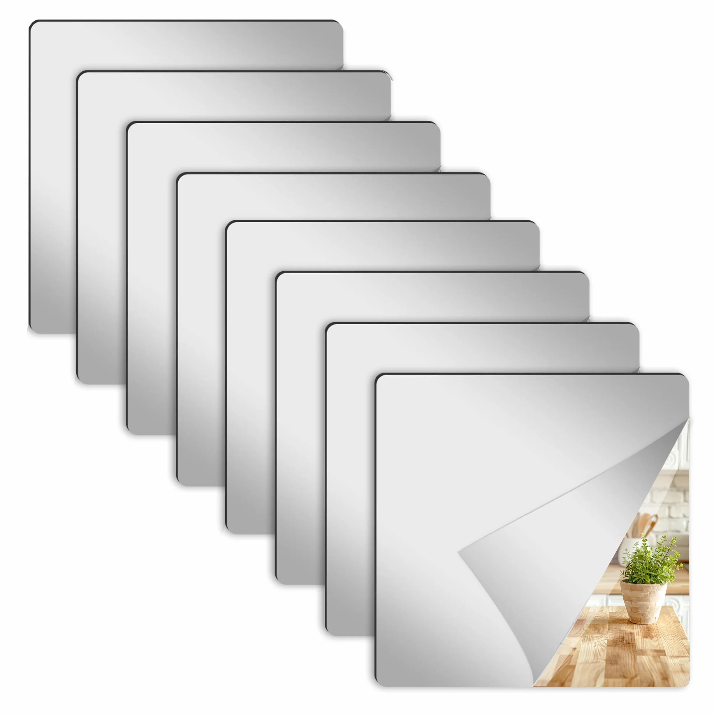 8 sztuk lusterek samoprzylepnych, 20 × 20 cm akrylowe klejone lusterka, lustro ścienne samoprzylepne do przyklejania, klejone lusterko do łazienki i sypialni