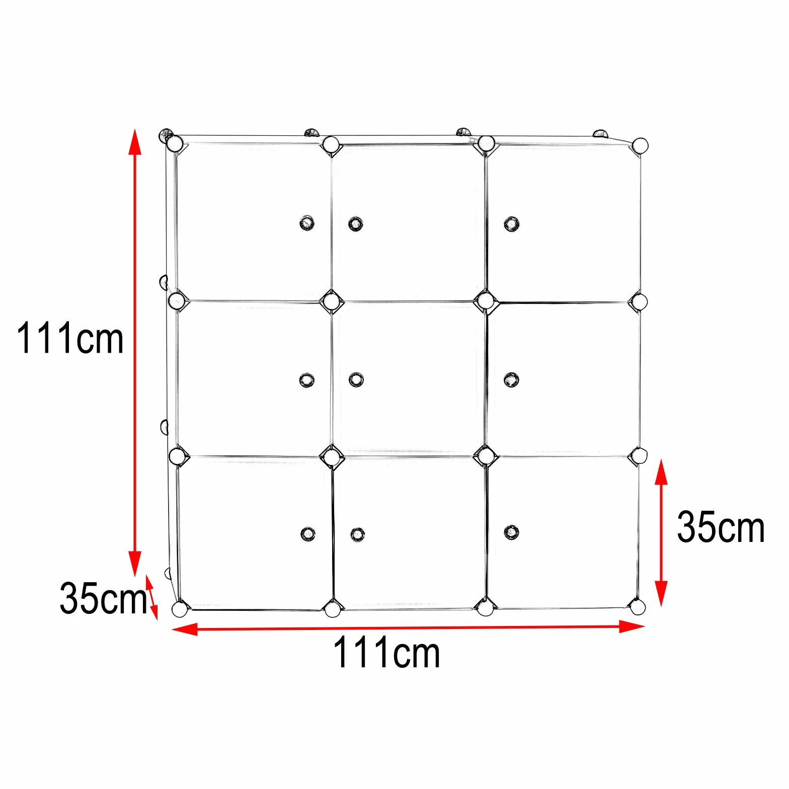 WOLTU szafa SR0055ws DIY system półek wtykowa regał z drzwiami 9 przegródek plastik 111x37x111cm biały