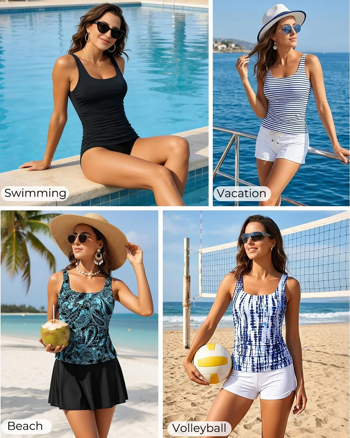Aqua Eve Topy tankini dla kobiet stroje kąpielowe tylko top kontrola brzucha strój kąpielowy top bez dołu skromny top do pływania