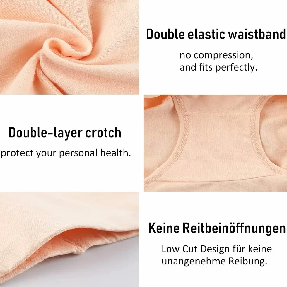 YouShow Women's Underwear Brief Cotton Knickers Pack of 5 High Waist Stretchy Tummy Control Panties