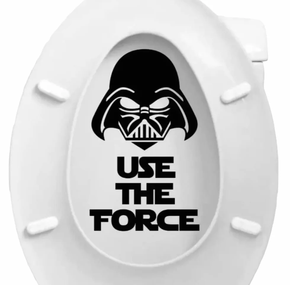 naklejka winylowa na klapę sedesu – Use The Force – Darth Vader – wodoodporna winylowa naklejka jako dekoracja i zabawny prezent 15 x 25 cm w kolorze czarnym