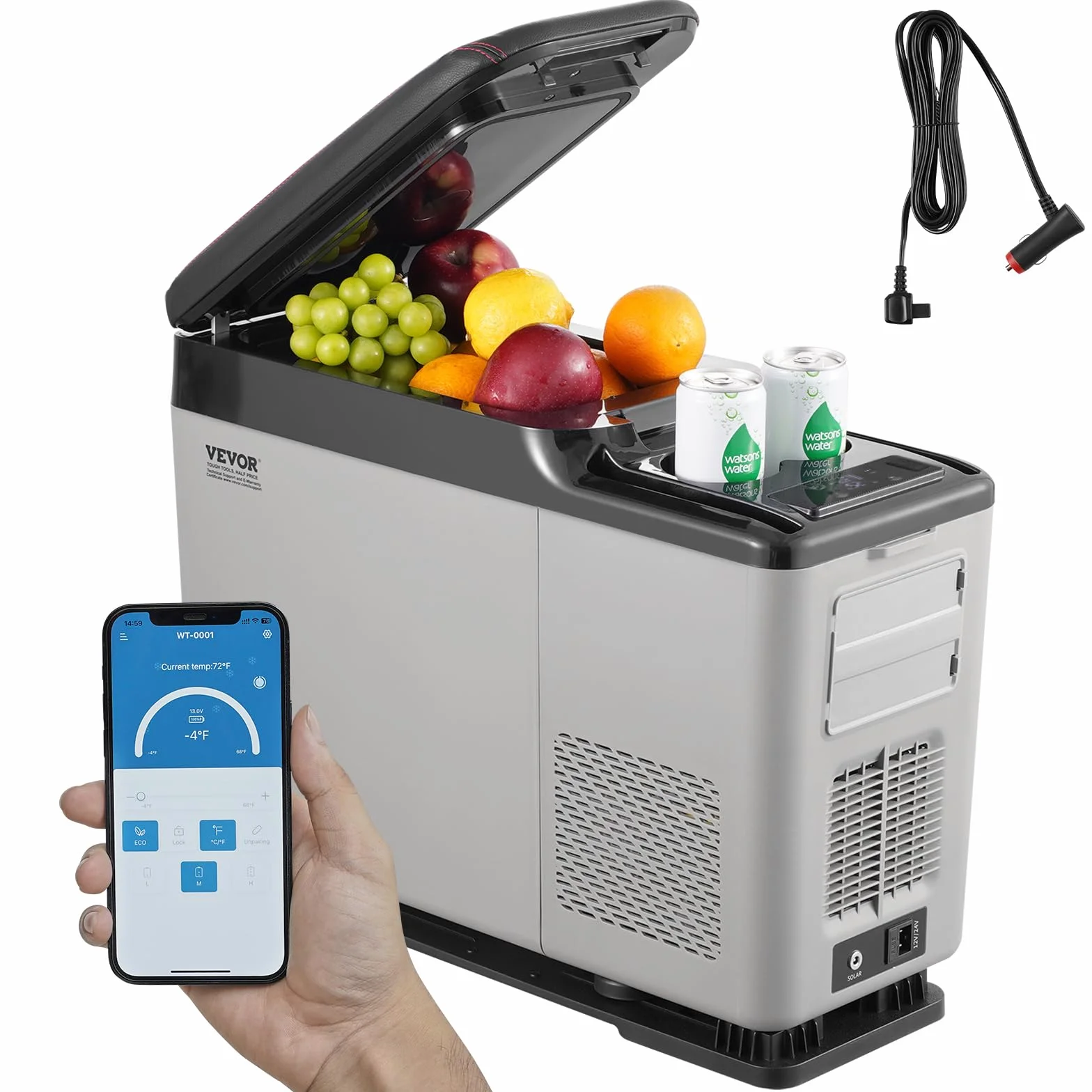 VEVOR Lodówka samochodowa 12V 15L przenośna zamrażarka -20°C do 20°C 12/24V DC 100-240V AC