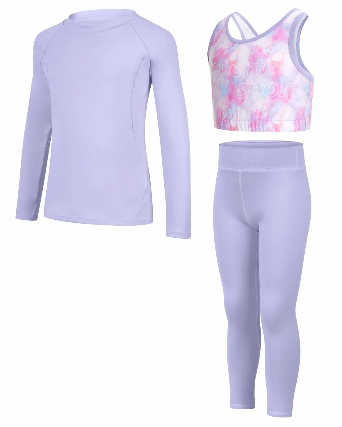 JiAmy Dziewczęce legginsy do jogi dziewczęce legginsy sportowe biustonosze treningowe zestaw dla dzieci siłownia crop tank top odzież sportowa zestaw dla 5-12 lat