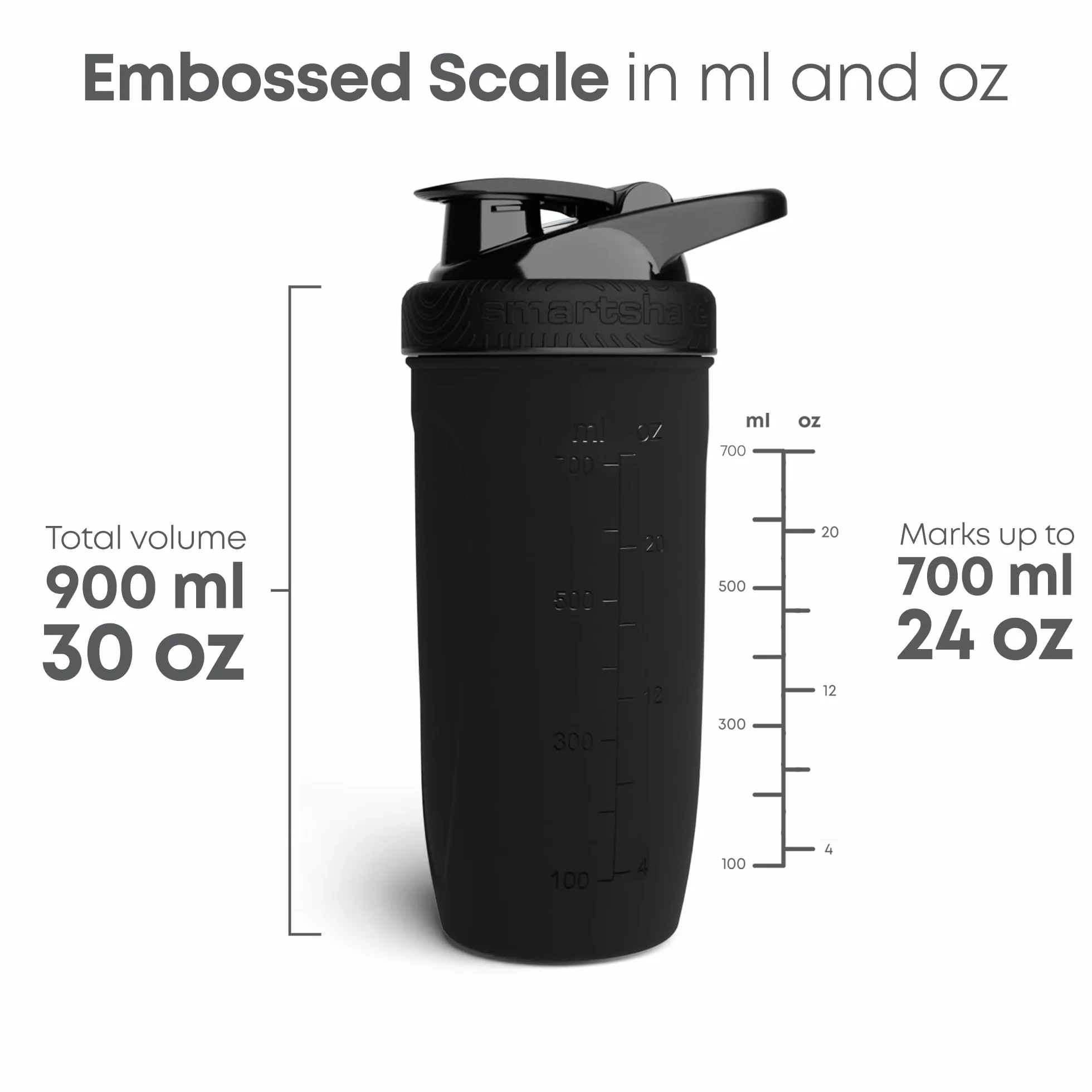 Shaker Ze Stali Nierdzewnej SmartShake Reforce 900 ml Czarny