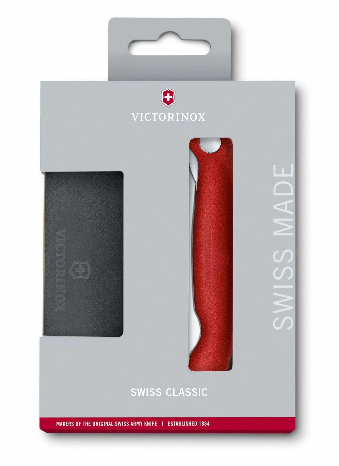 Victorinox Swiss Classic Set aus zusammenklappbarem Gemüsemesser und Schneidebrett, rot
