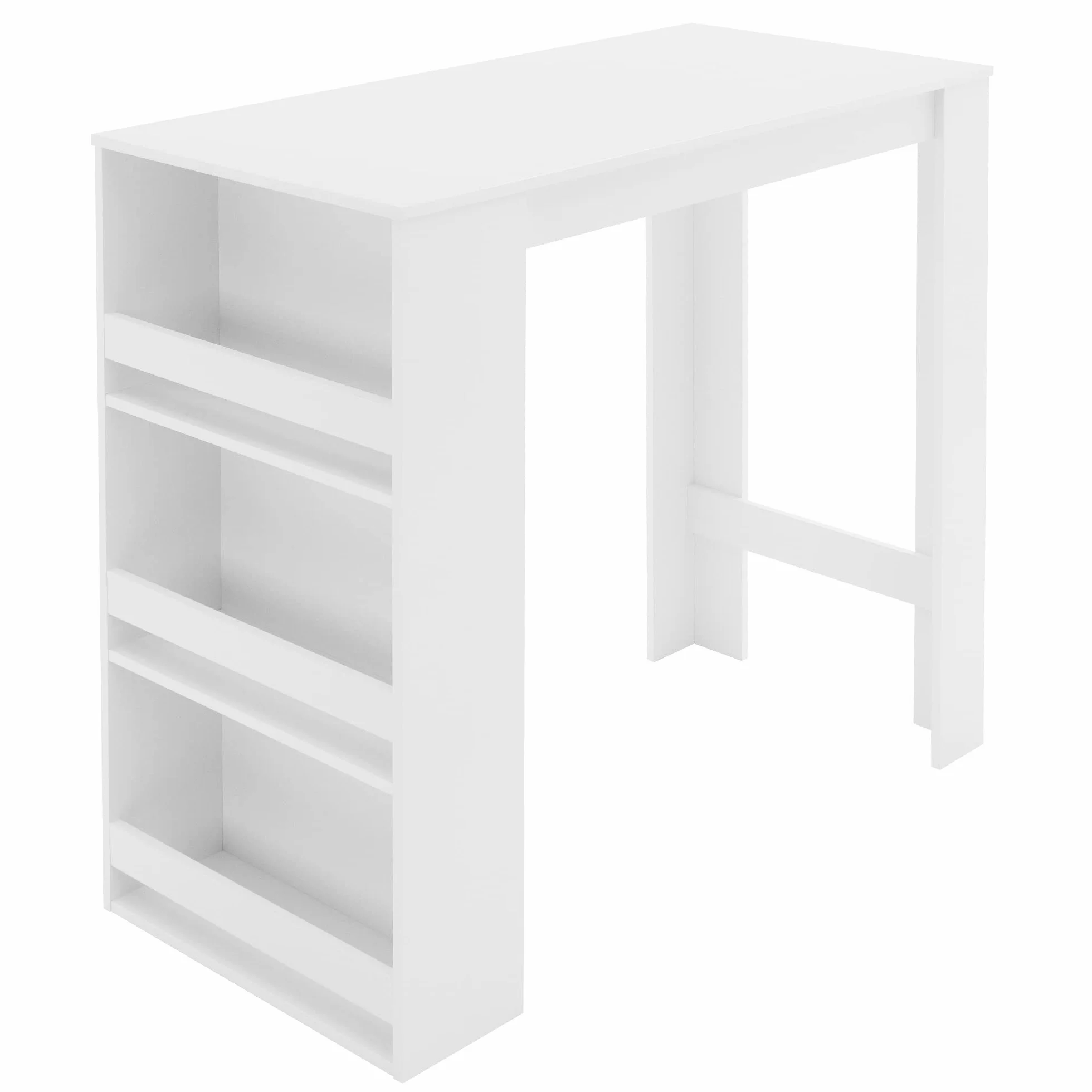 Stolik barowy ML-Design z 3 pólkami biały 117x106x57 cm nowoczesny