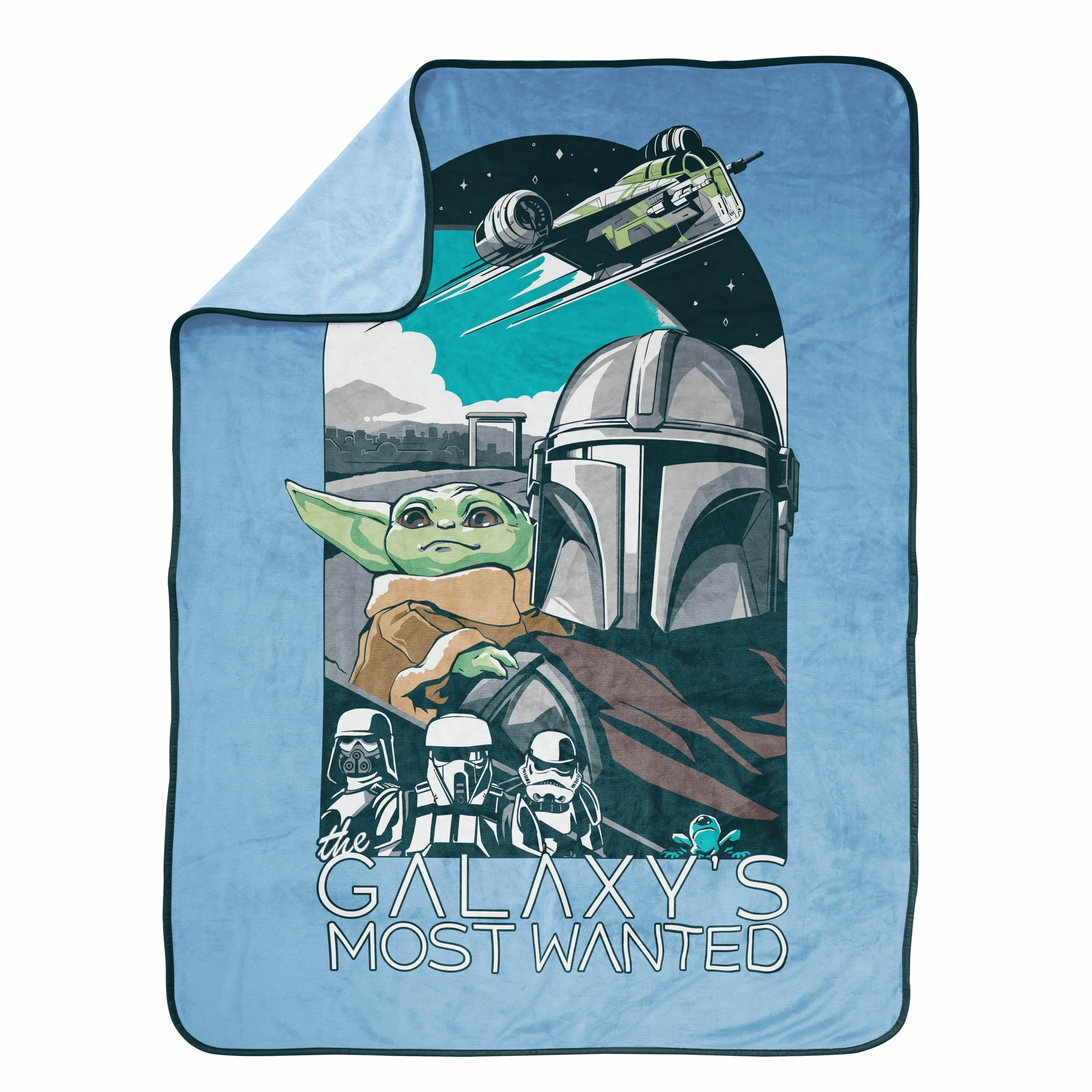 Jay Franco Kids Star Wars Pluszowy koc - 130 x 150 cm Miękki i wygodny koc polarowy do sypialni i sofy, oficjalnie licencjonowany produkt, niebieski