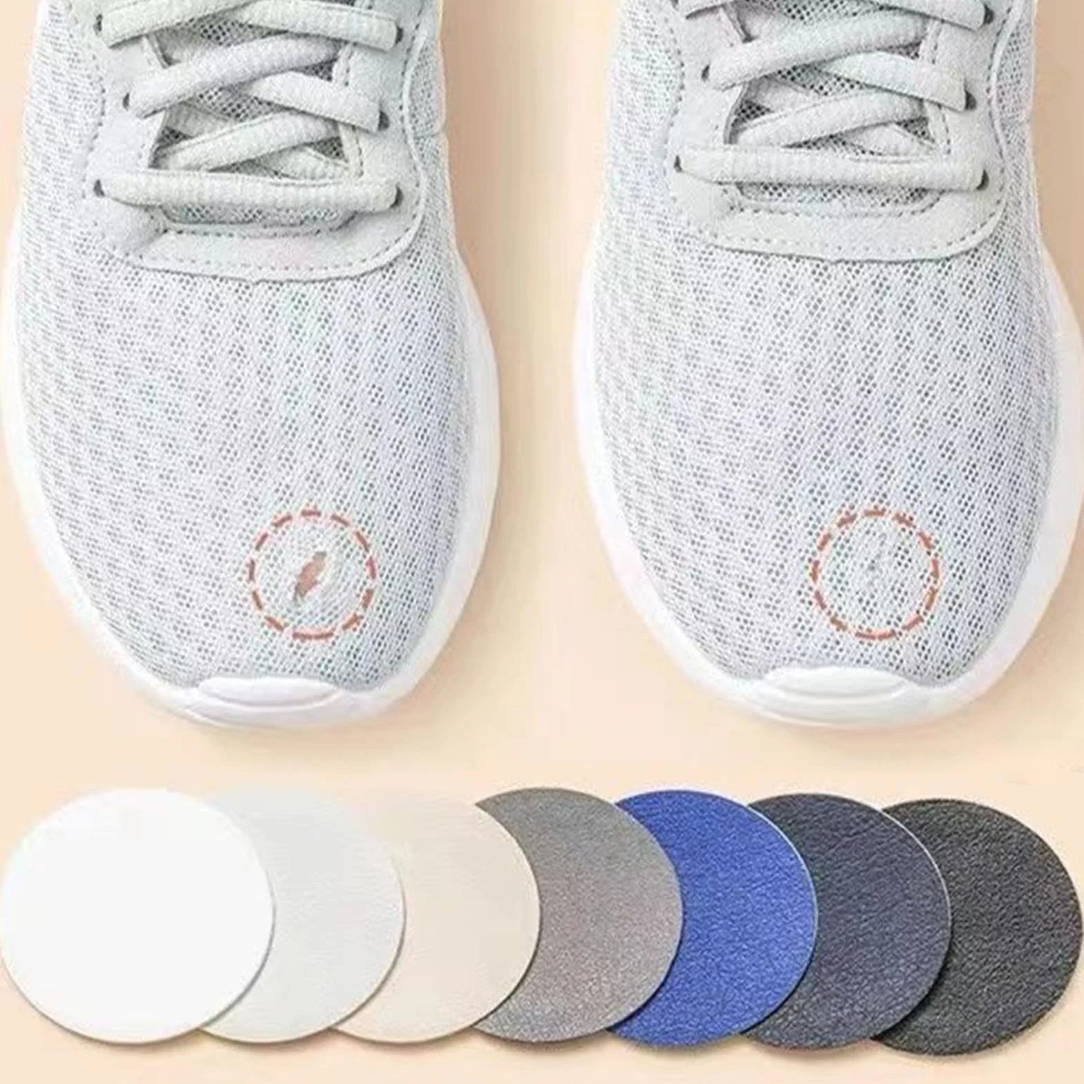 Samoprzylepne łatki naprawcze do butów, 24 sztuki, okrągłe łatki do naprawy butów, do naprawy butów sportowych, sneakersów, wysokich obcasów, napraw otworów na buty (4 kolory).