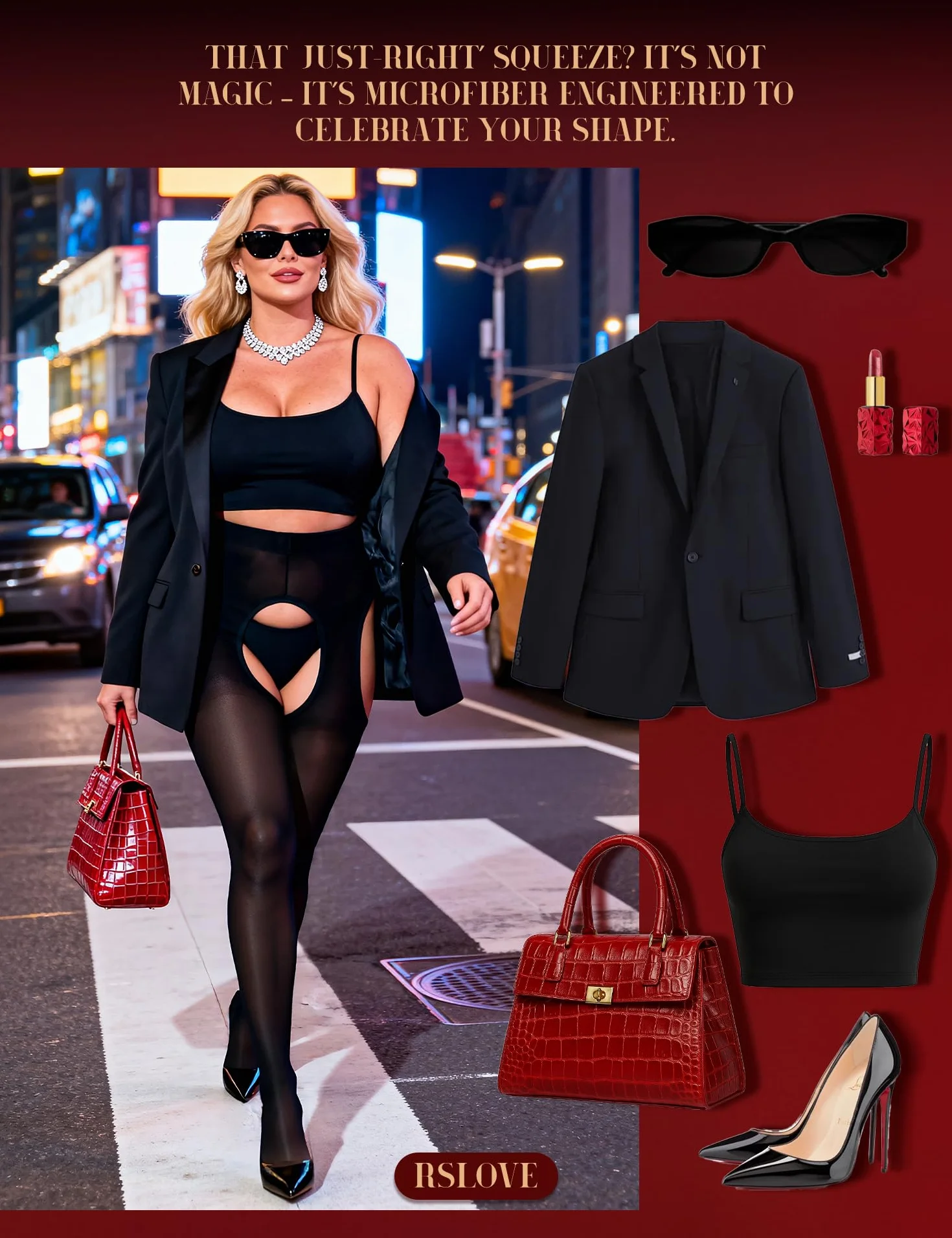 RSLOVE Seksowne rajstopy dla kobiet - 80D nylon wysoka talia rajstopy ouvert dla kobiet