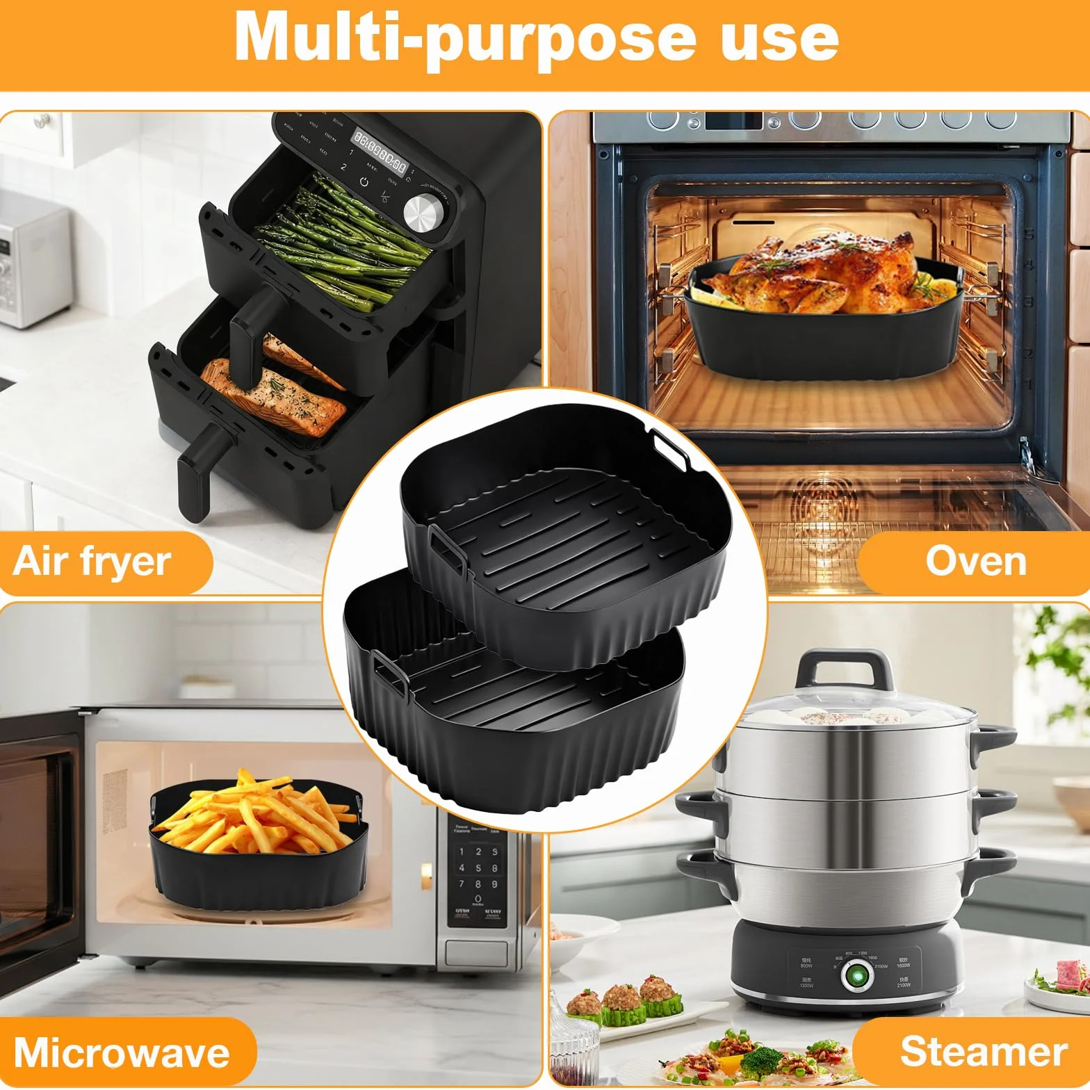 2 szt. Airfryer akcesoria do Cosori Turbo Tower 10,8 l, Double Stack Airfryer, silikonowa forma do frytkownicy na gorące powietrze, akcesoria do COSORI DC111, DC112 i DC113S (6,5 l i 4,3 l)