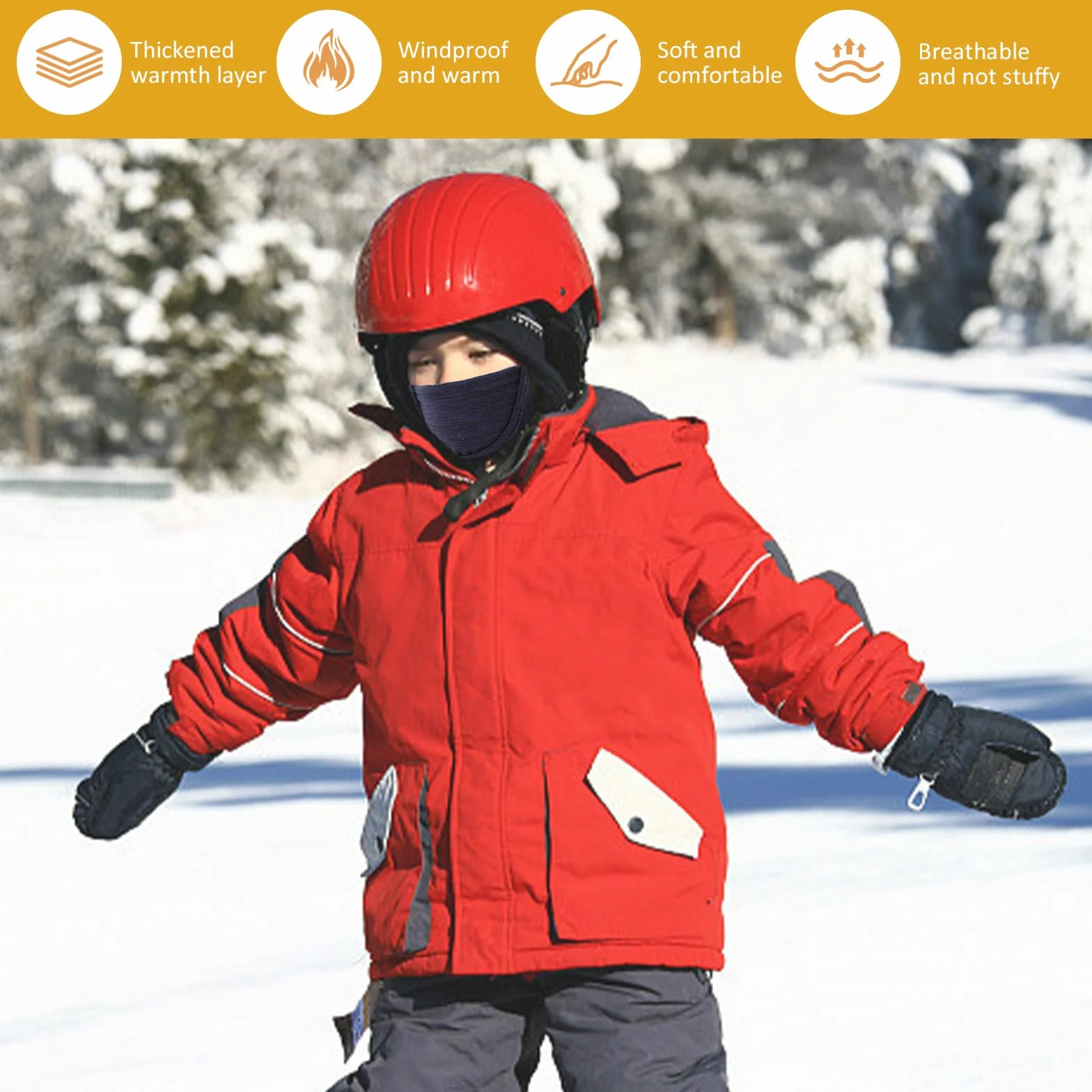 BWBIKE Kids Balaclava 6-13 lat, ciepła, wiatroszczelna, polarowa maska narciarska do jazdy na rowerze, jazdy na nartach i sportów na świeżym powietrzu, ochrona twarzy pod kask, dla chłopców i