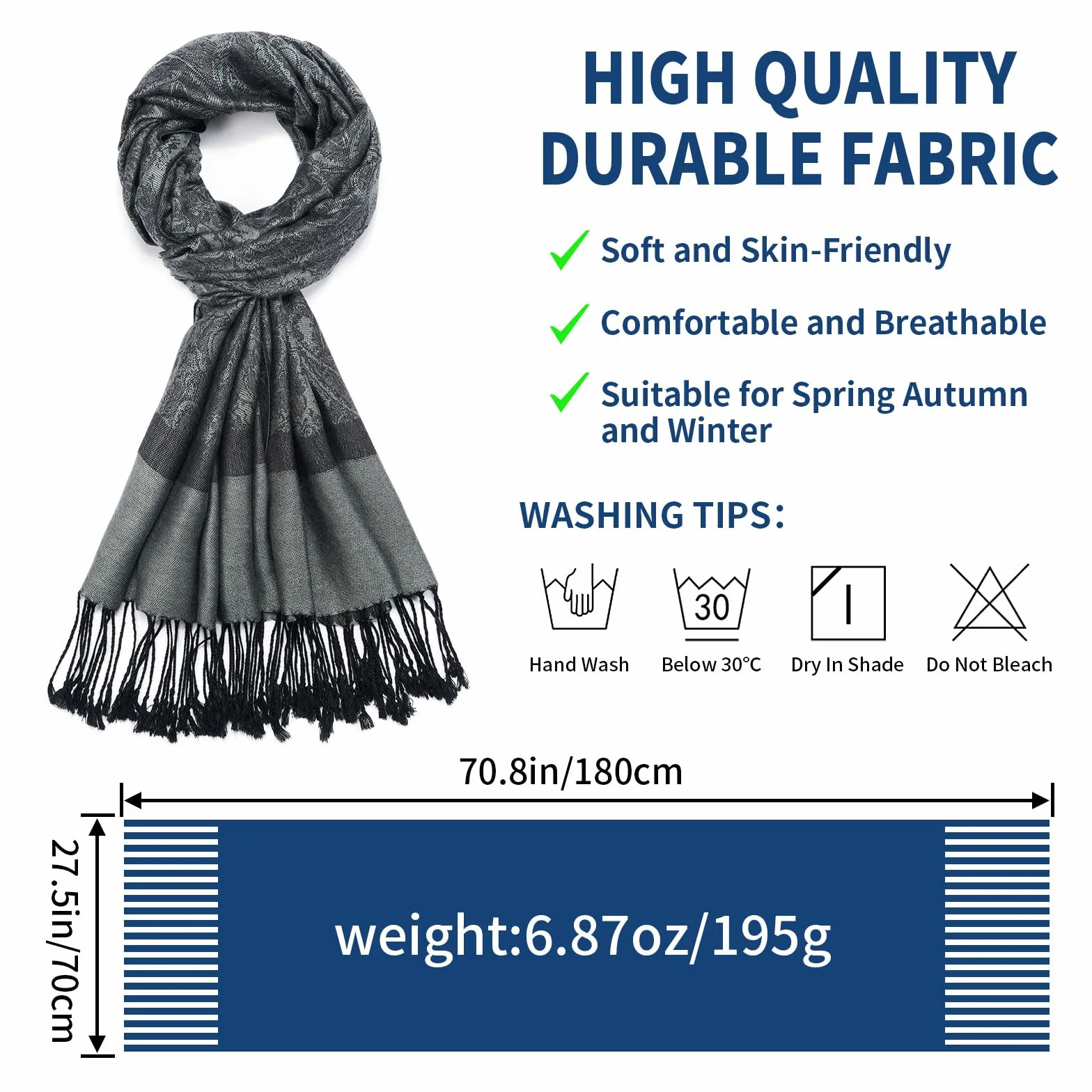 QIUTIMIY Paisley szal damski z frędzlami, dwustronny, żakardowy szal w stylu vintage, z frędzlami, na wieczorne imprezy, wesela
