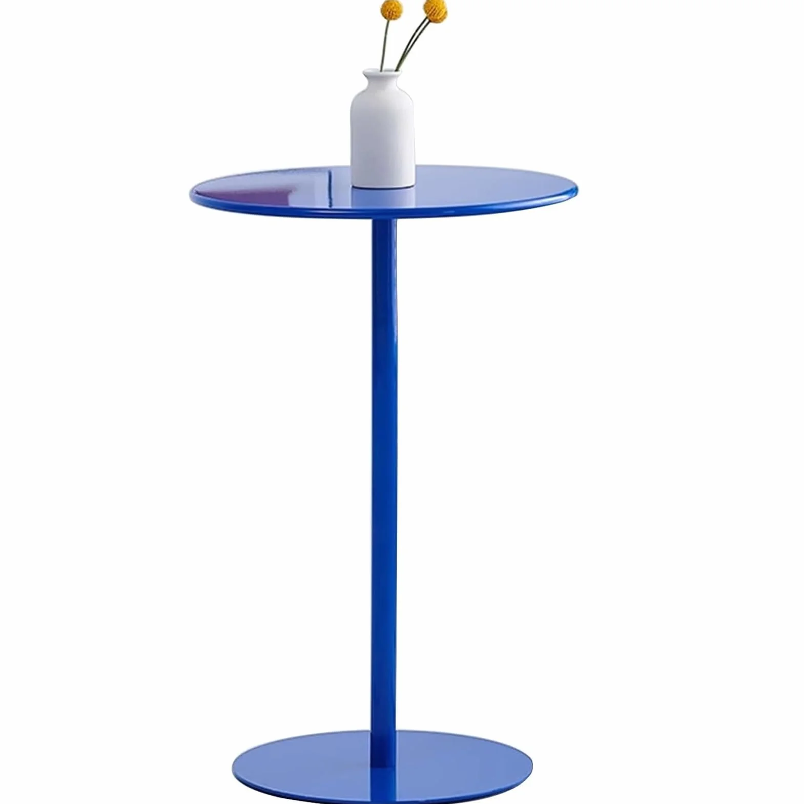 Niebieski stół koktajlowy | Okrągły stół bistro na blacie Stół pubowy | Wysoki stół kuchenny | Metalowy stolik kawowy Stolik boczny Sofa Stolik z przekąskami (Size : 48x48x72cm)