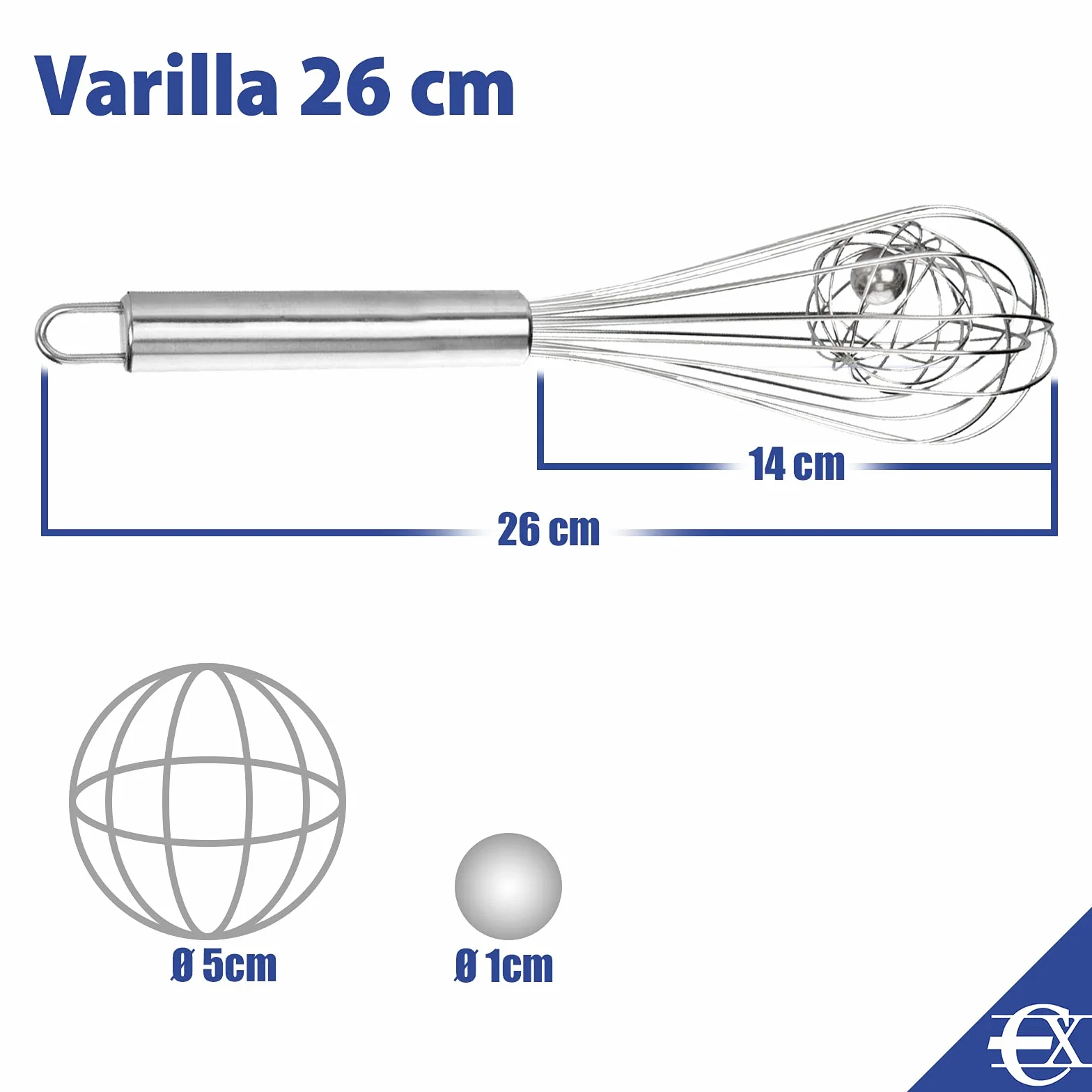 EUROXANTY Trzepaczka ze stali nierdzewnej 26 cm Pręt do ubijania