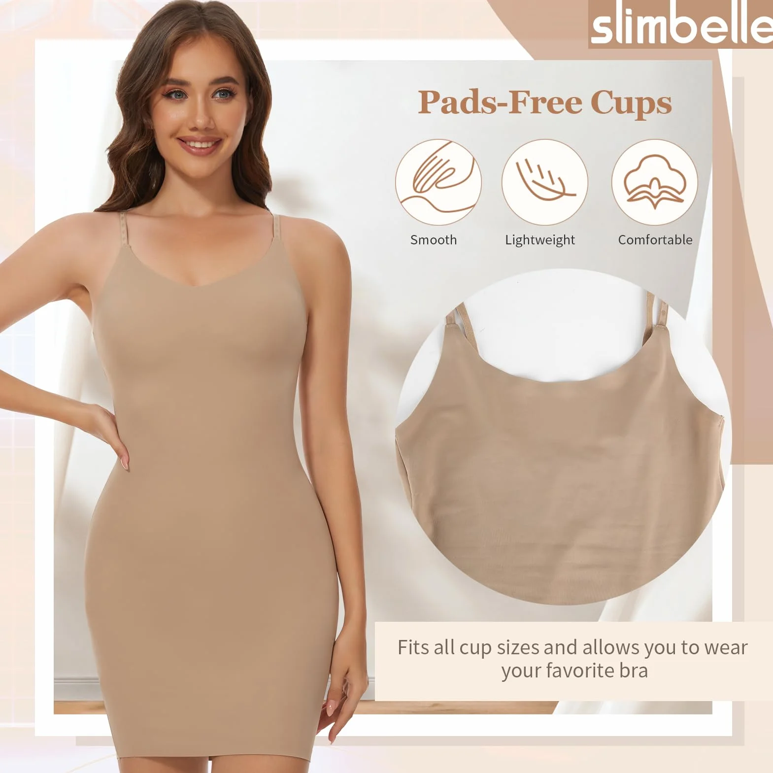 SLIMBELLE Sukienka gorsetowa dla kobiet, bezszwowa halka, bielizna modelująca sylwetkę, bielizna modelująca figurę, damska z ramiączkami, modelujące całe majtki