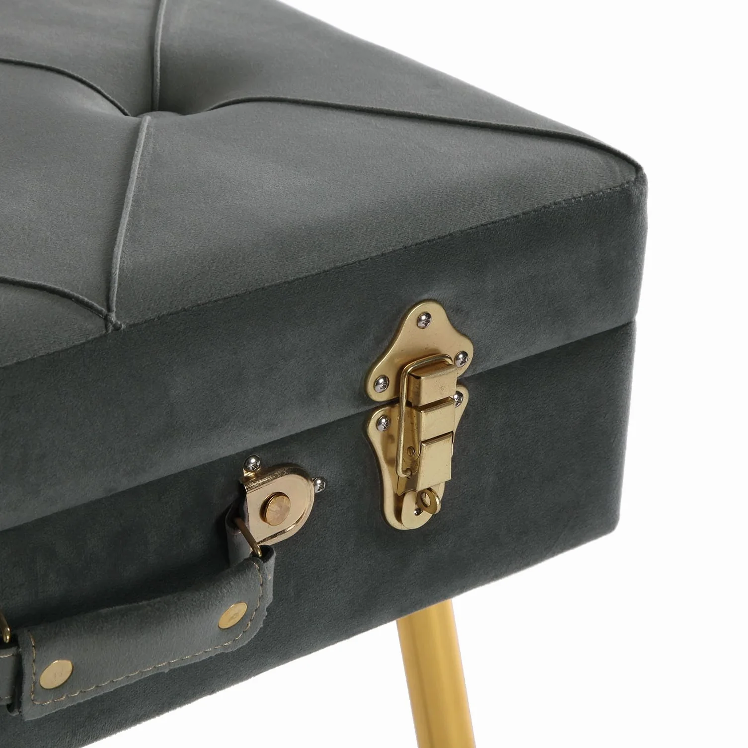Versa Nóżka łóżka ciemnoszary poliester metal drewno sosnowe MDF 34 x 42 x 50 cm