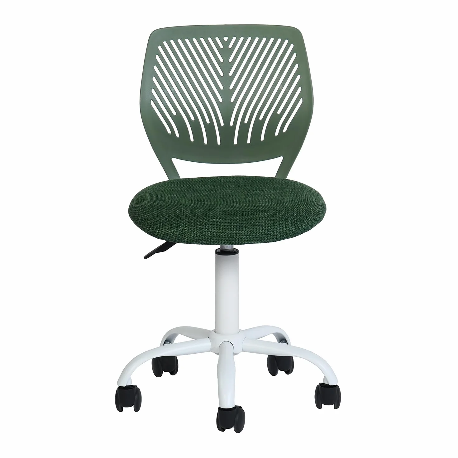 FurnitureR Krzesło gamingowe dla dzieci, krzesło biurowe, krzesło dla graczy, ergonomiczne, nowoczesne wzornictwo, bez rękawów, regulacja wysokości siedziska, gumowe kółka, zielone