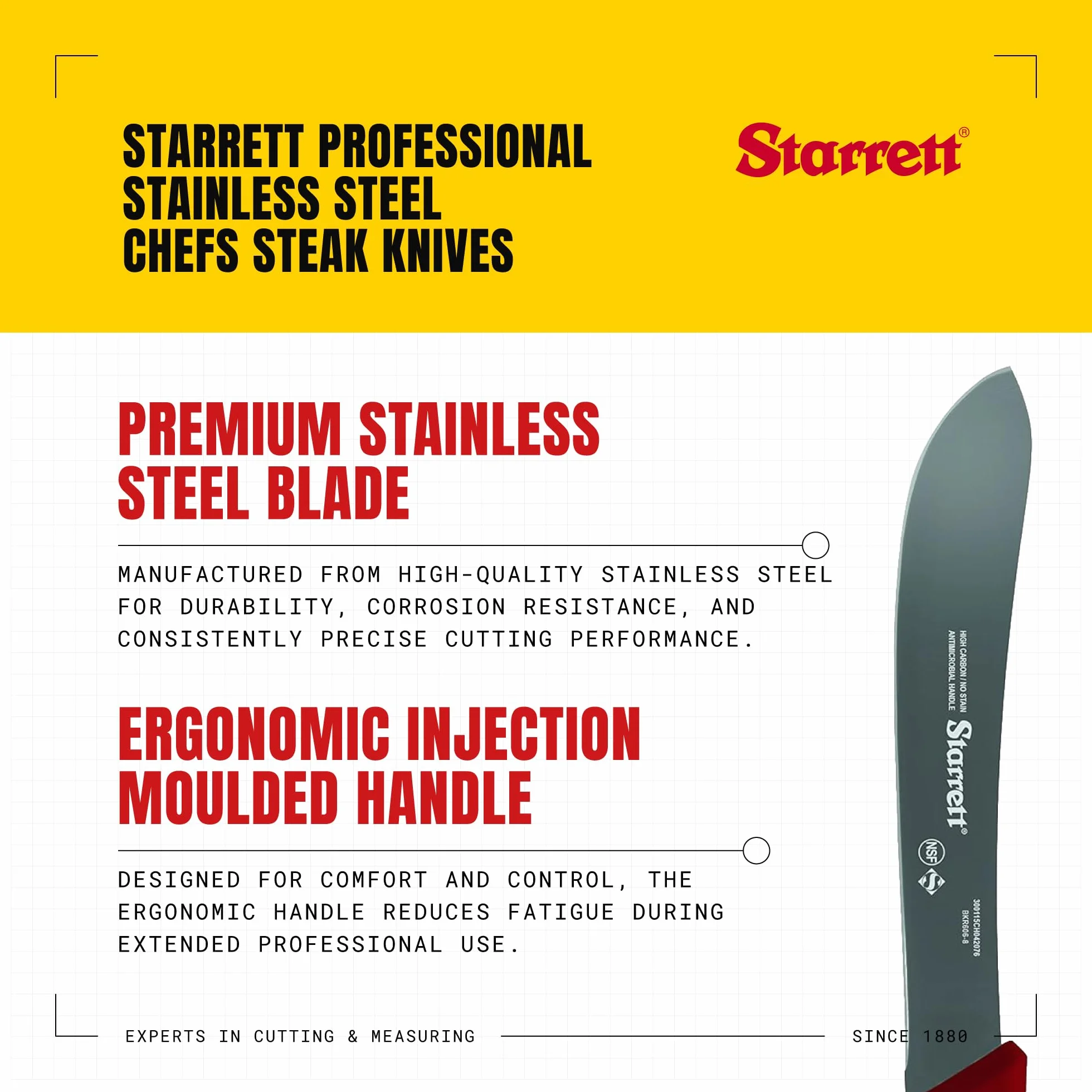 Starrett Profesjonalne noże do steków ze stali nierdzewnej 200 mm czerwone