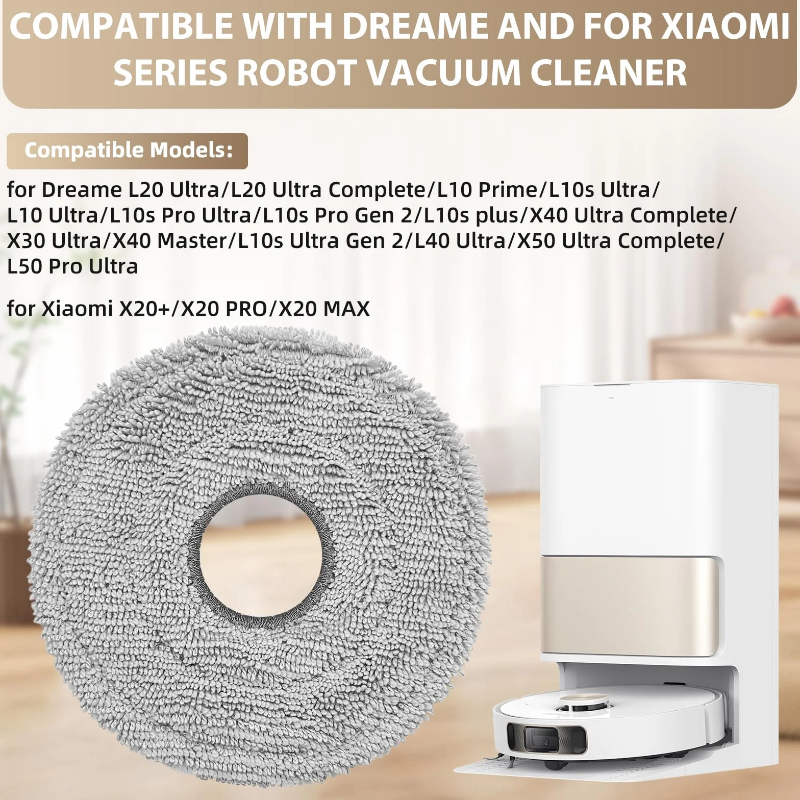 Podkładki czyszczące do mopa kompatybilne Dreame X40/L20 Ultra Complete, L40/X30/L10/L10s Pro Ultra, Xiaomi X20 Pro/Max