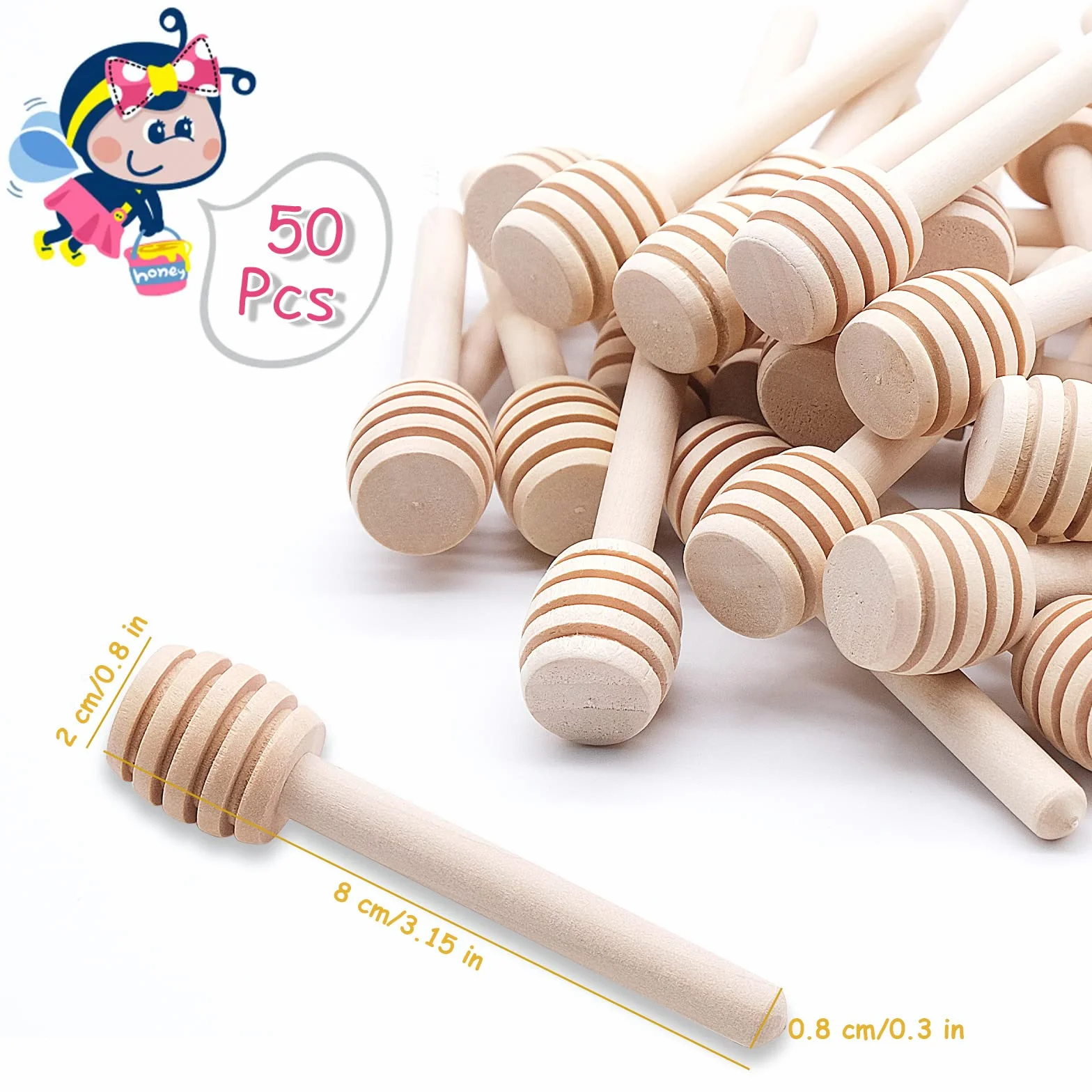 Drewniane łyżki miodu 8 cm Zestaw 50 sztuk
