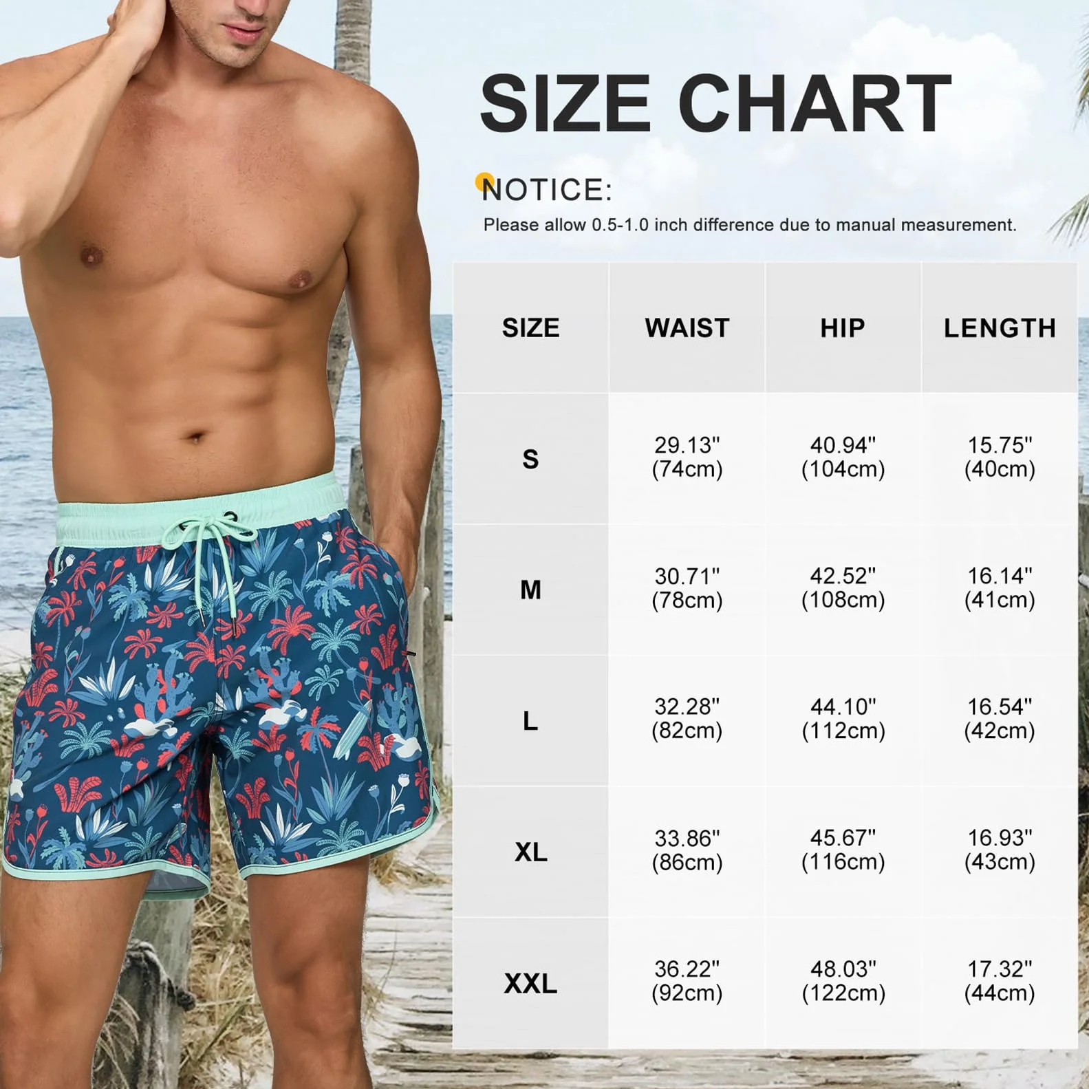 EDOTON Męskie kąpielówki szybkoschnące szorty plażowe z regulacją i kieszeniami szorty plażowe szorty szorty S-XXL