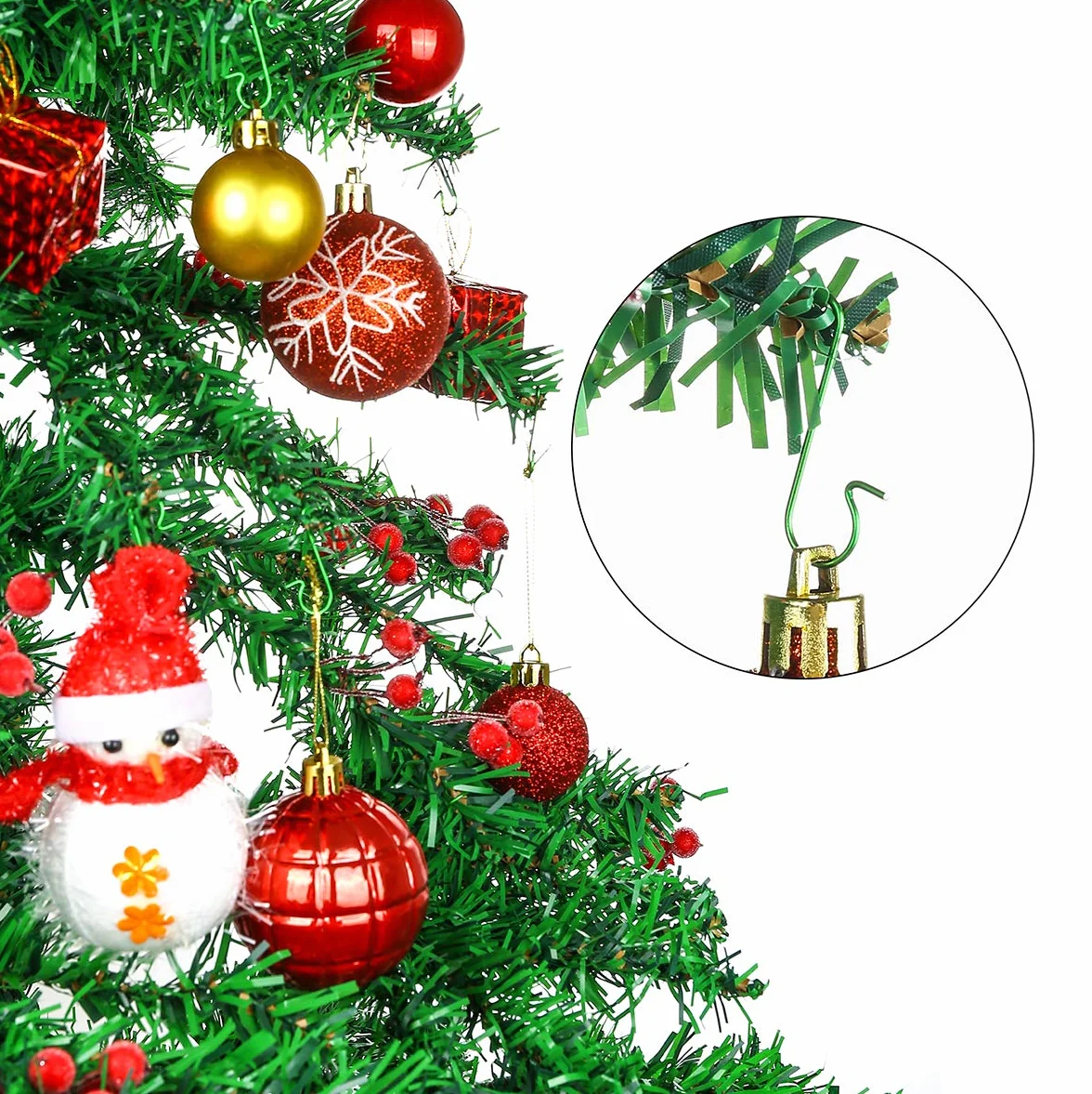 MELLIEX 120 sztuk zawieszek na bombkę bożonarodzeniową, zielone haczyki na choinkę, haczyki w kształcie litery S, mały ornament, haczyki na choinkę, mini wieszaki na ubrania, wielokrotnego użytku