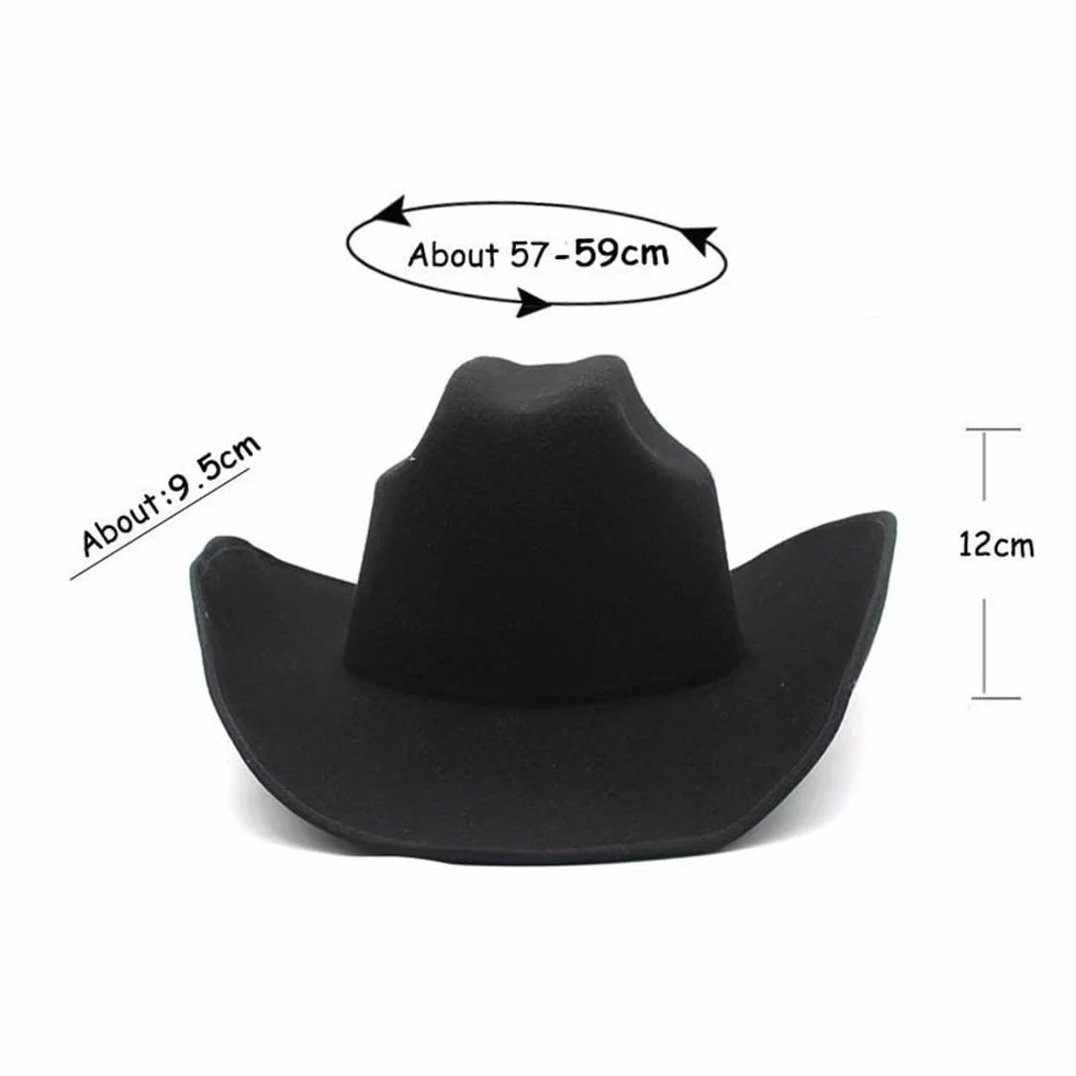 Simple Woolen Western Cowboy Hat Ethnic Tibetan Hat Grassland Curled Woolen Felt Hat Jazz Hat