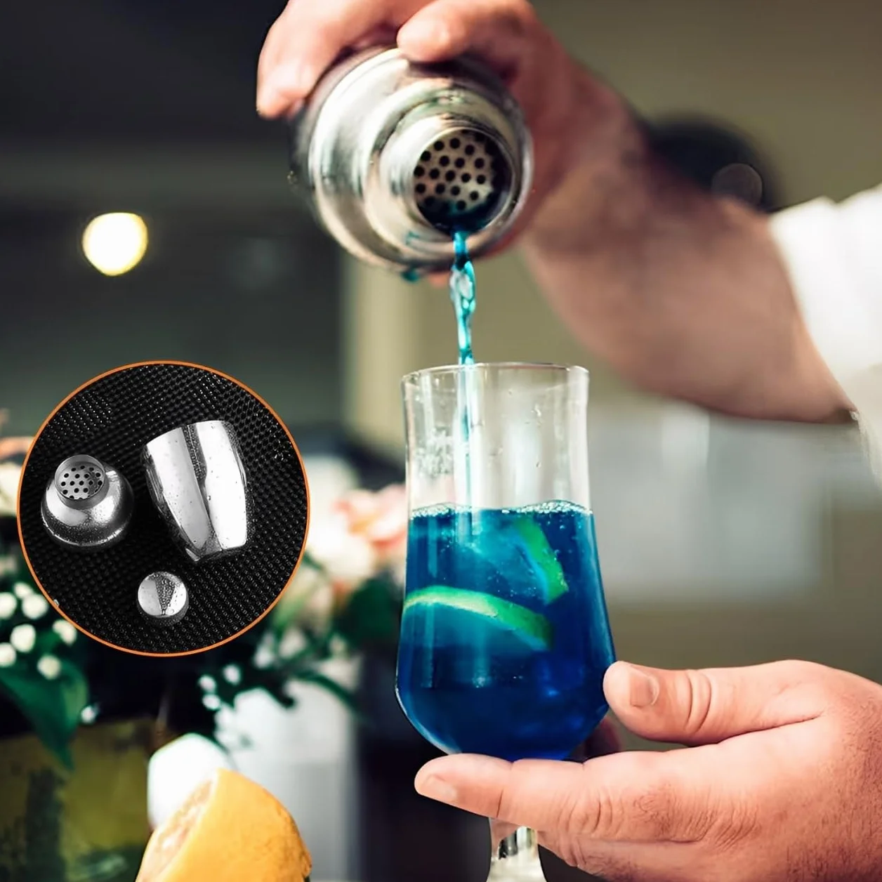 Barowy shaker do koktajli, 250 ml, Martini Shaker, mikser z wbudowanym sitkiem dla barmanów, shaker ze stali nierdzewnej do napojów mieszanych, margarity, alkoholu, likieru, barwaru (250 ml)