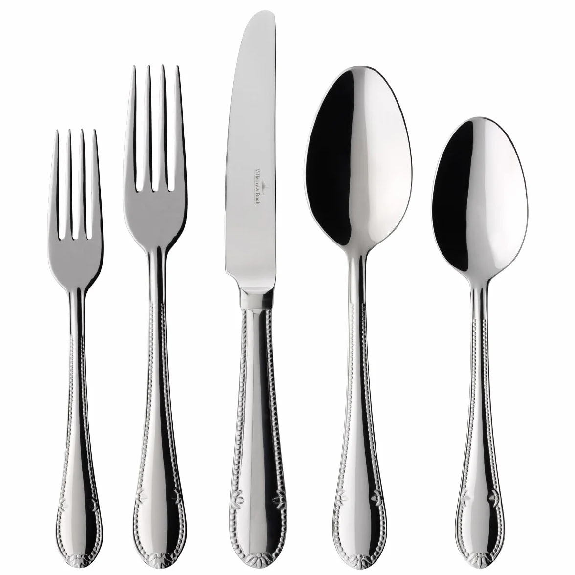 Villeroy & Boch - Mademoiselle, Komplet sztuców ze stali nierdzewnej dla 6 osób, 30-el., Nierdzewny, Srebrny, Można myć w zmywarce