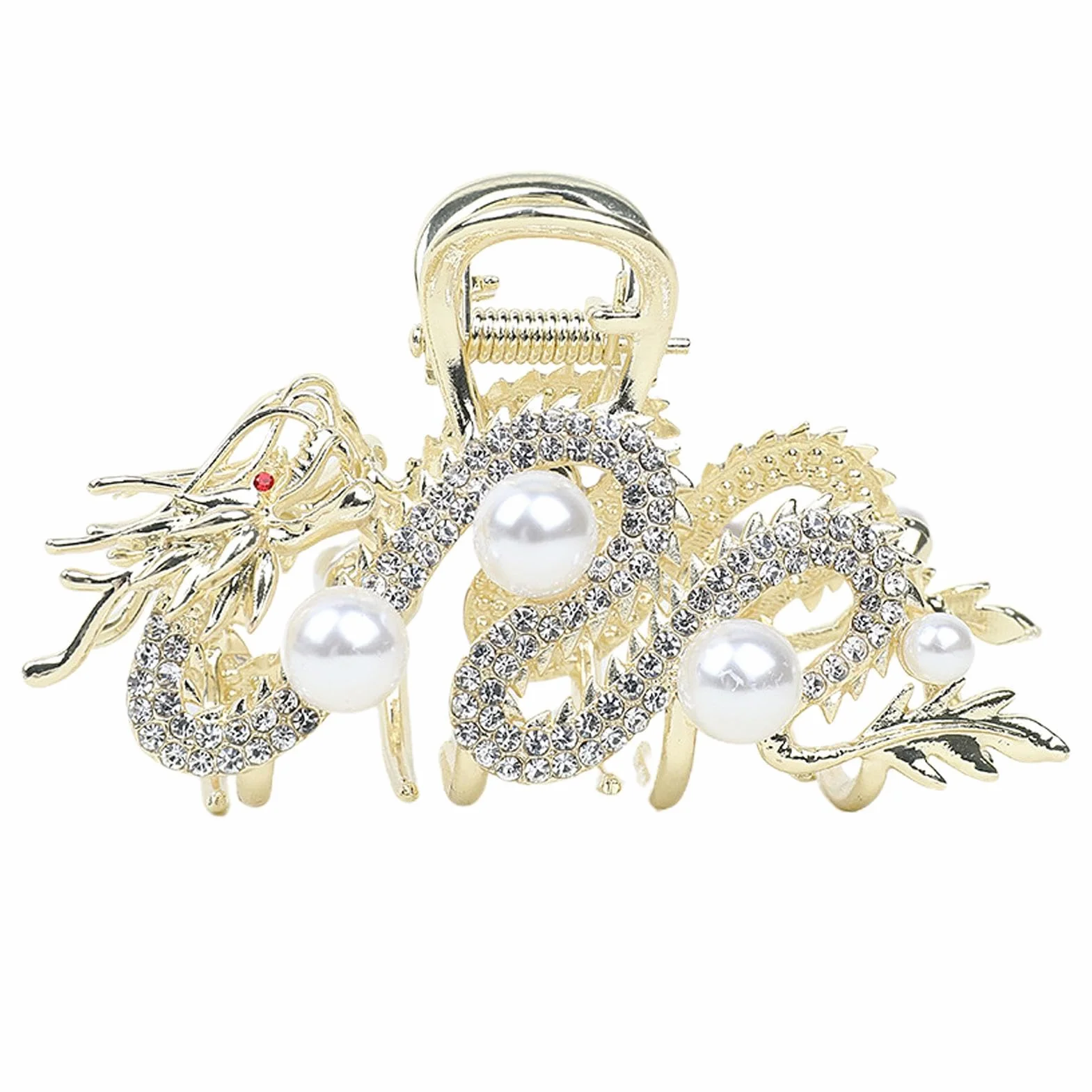 Chińskie spinki do włosów z motywem smoka, eleganckie metalowe zaciski do włosów, spinka do włosów z motywem smoka, spinka do włosów z perłą, smoki, spinka do włosów na urodziny