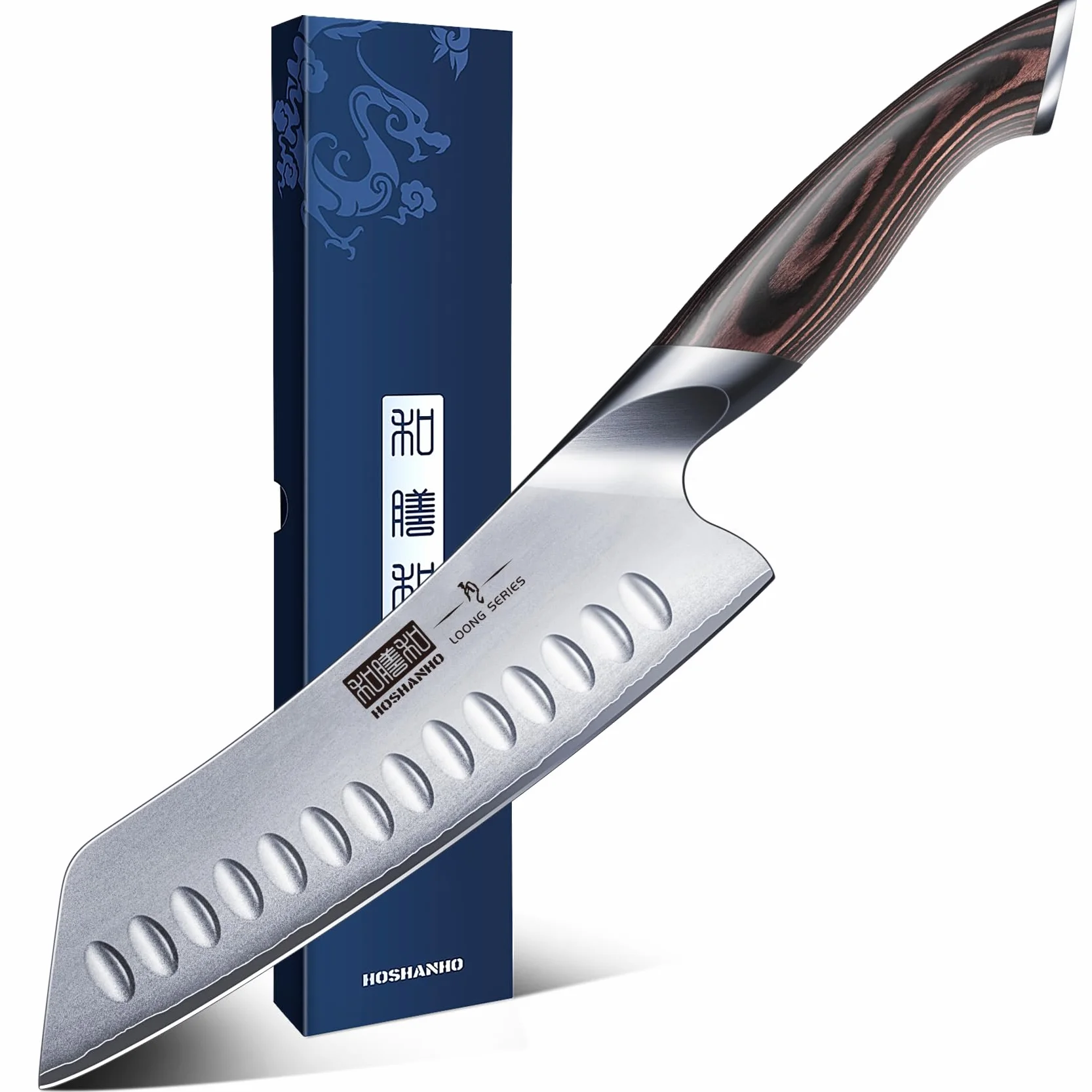 HOSHANHO Nóż Santoku 18 cm, nóż szefa kuchni, ergonomiczny uchwyt