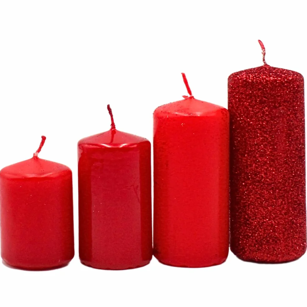 Świece adwentowe stopniowane czerwone 4 rozmiary 5-10 cm Ø 4 cm 280 g