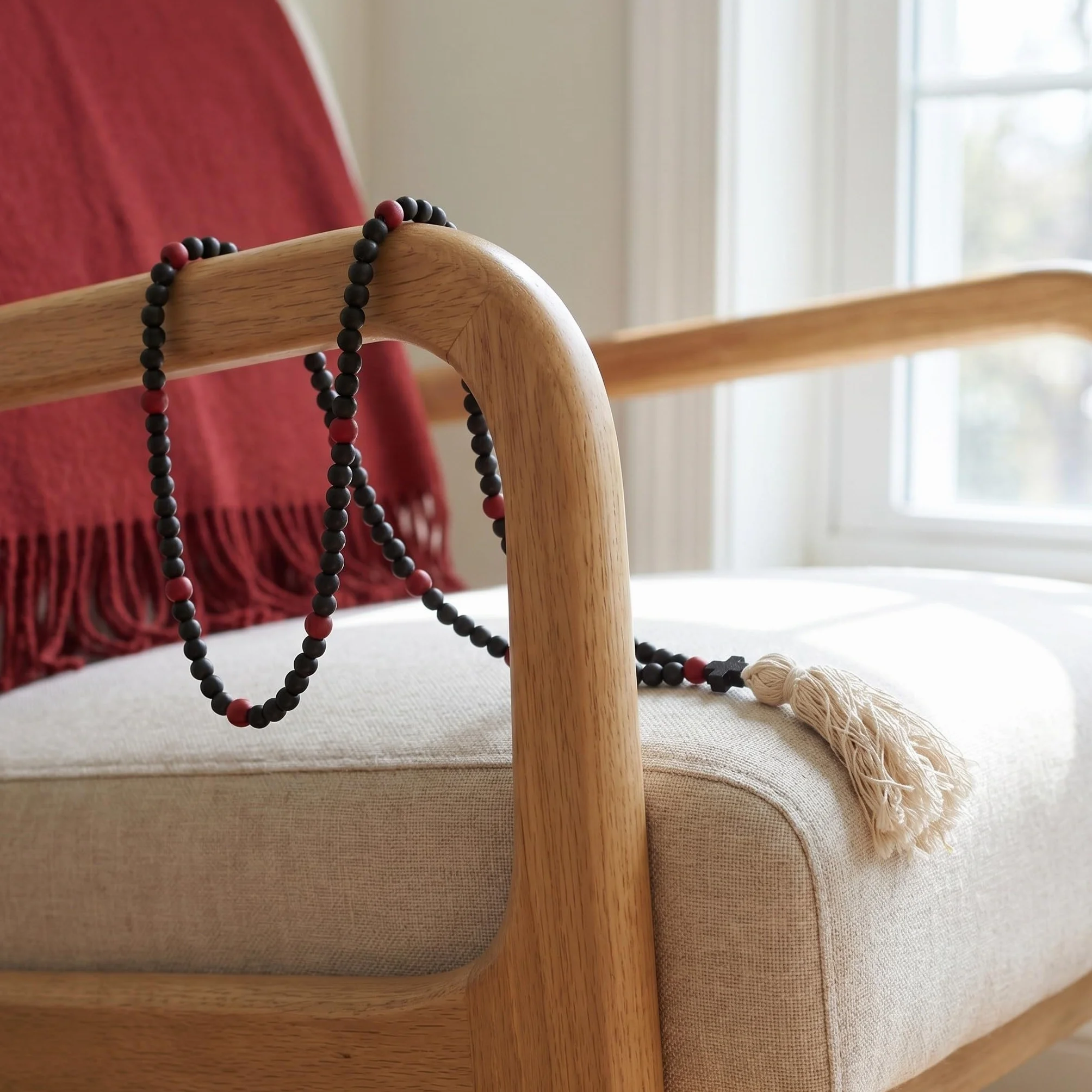 Orthodox Prayer Rope with Handknotted Wool Beads Chotki Christian Rosary Cross Charm for Car And Home Protection Blessing Ornament