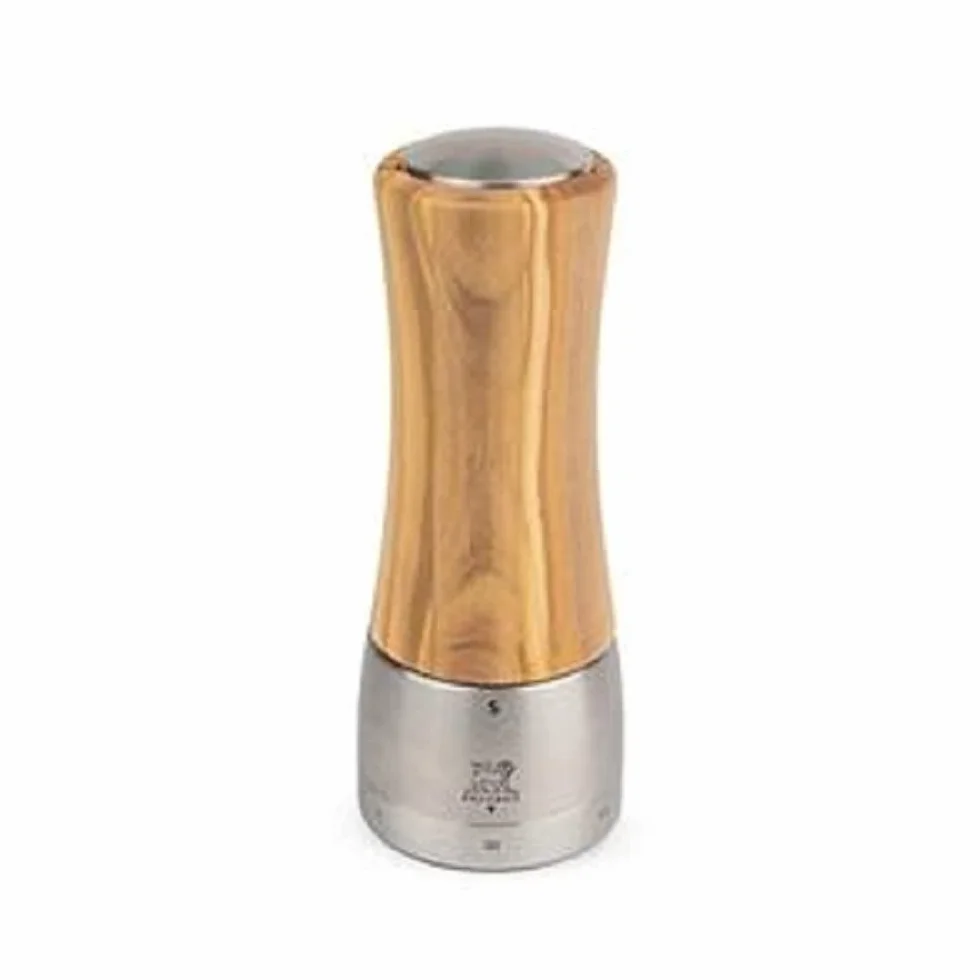 Peugeot Madras u'Select Ręczny młynek do soli, regulowany młynek, stal nierdzewna i drewno oliwne, naturalny, 16 cm