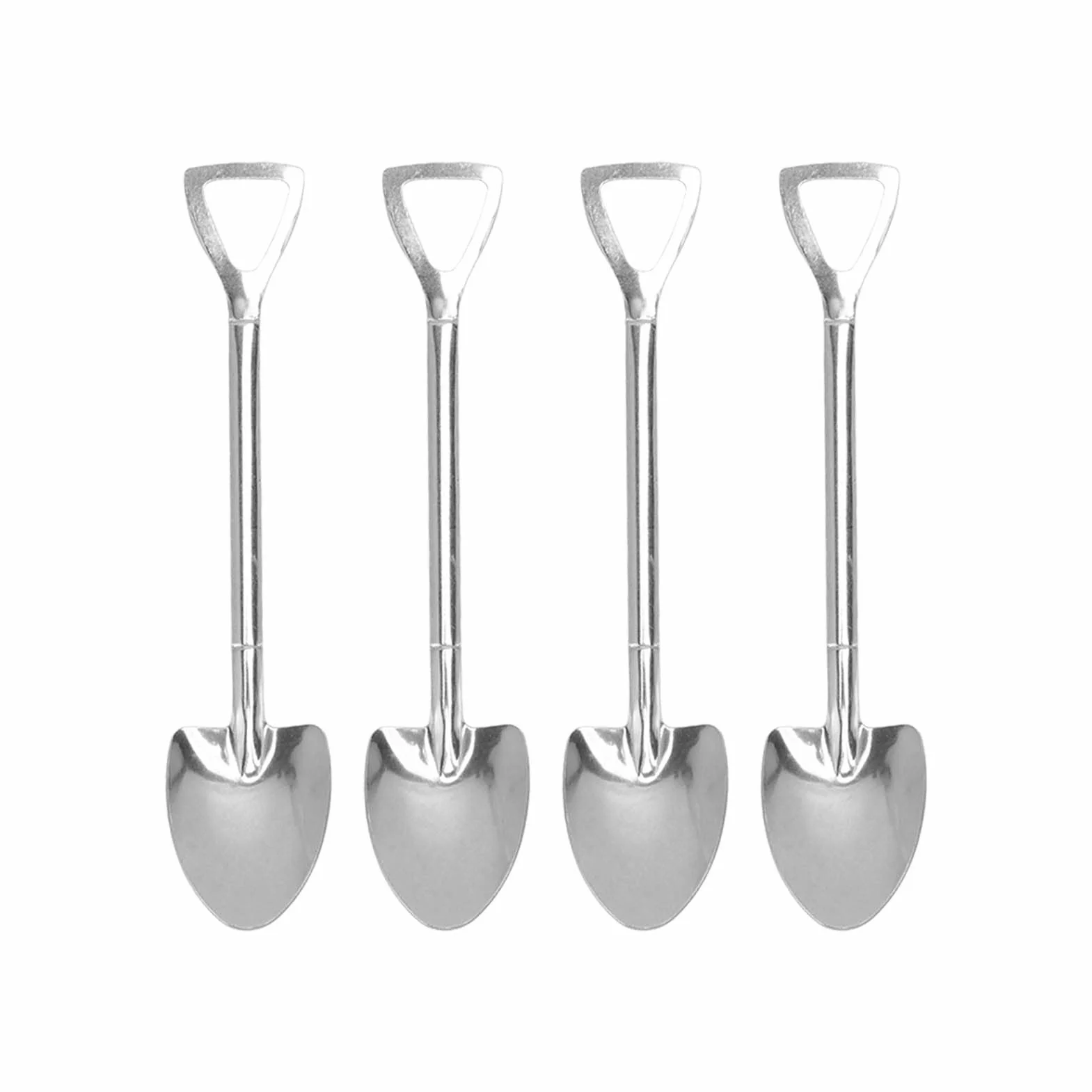 Stainless Steel Cute Shovel Spoon,Innovative Food Grade Material Reusable Sugar Dessert Cake Spoon for Home Cafe (4 Pointed Shovel)