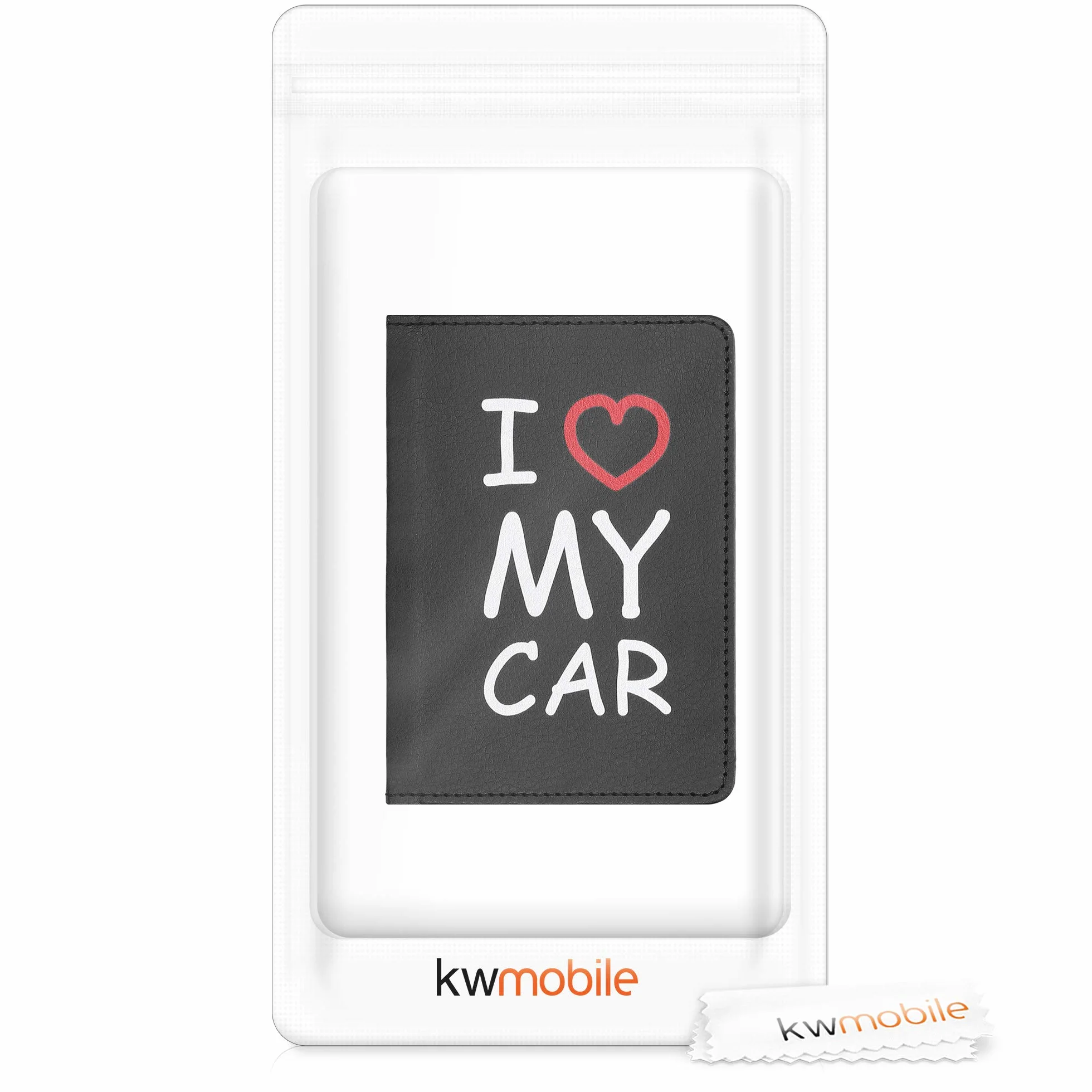 kwmobile Etui na dowód rejestracyjny pojazdu z przegródkami na karty - sztuczna skóra etui torebka certyfikat dopuszczenia - Don't Touch My Car biały czarny, biały, czerwony, czarny., M