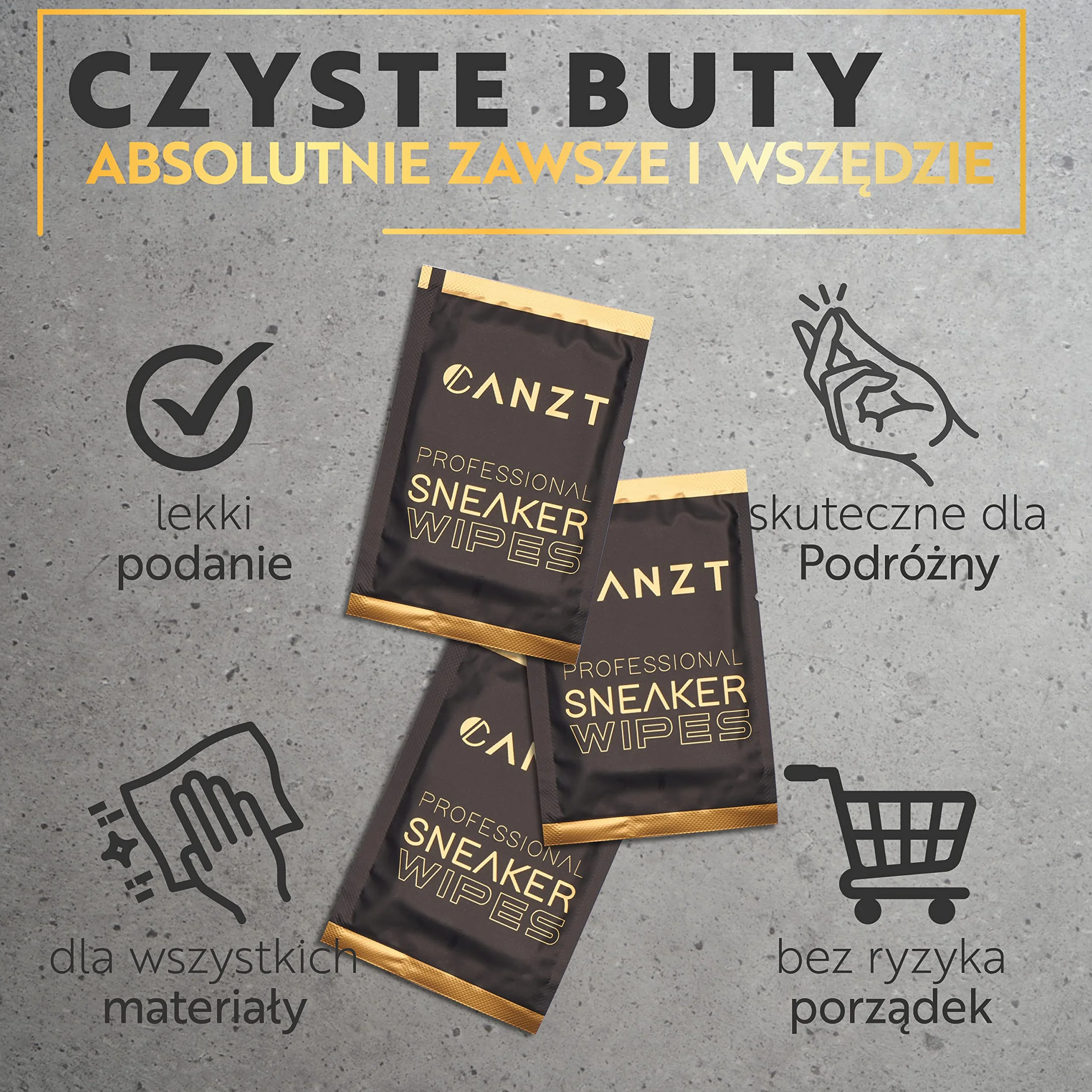 Canzt Sneaker Wipes – Chusteczki do czyszczenia butów i sneakersów – 30 szt. do skóry, zamszu, nubuku, tkanin – idealne do białych butów
