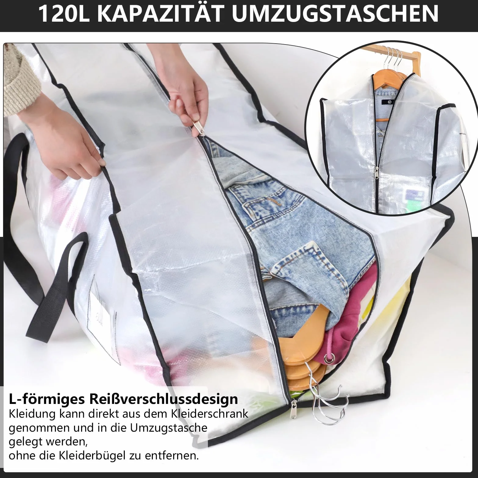 Dntorx torby do przechowywania 120 l wodoszczelne ciężkie z zamkiem błyskawicznym 4 sztuki