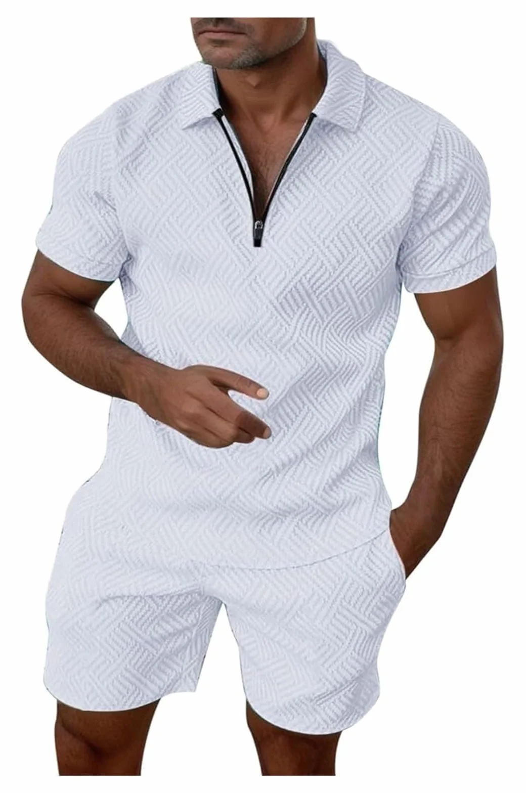 Męski dres treningowy, zestaw, koszulka + szorty, letni strój, 2-częściowy, sportowy, wygodny, oddychający, strój plażowy, letni, spodnie męskie