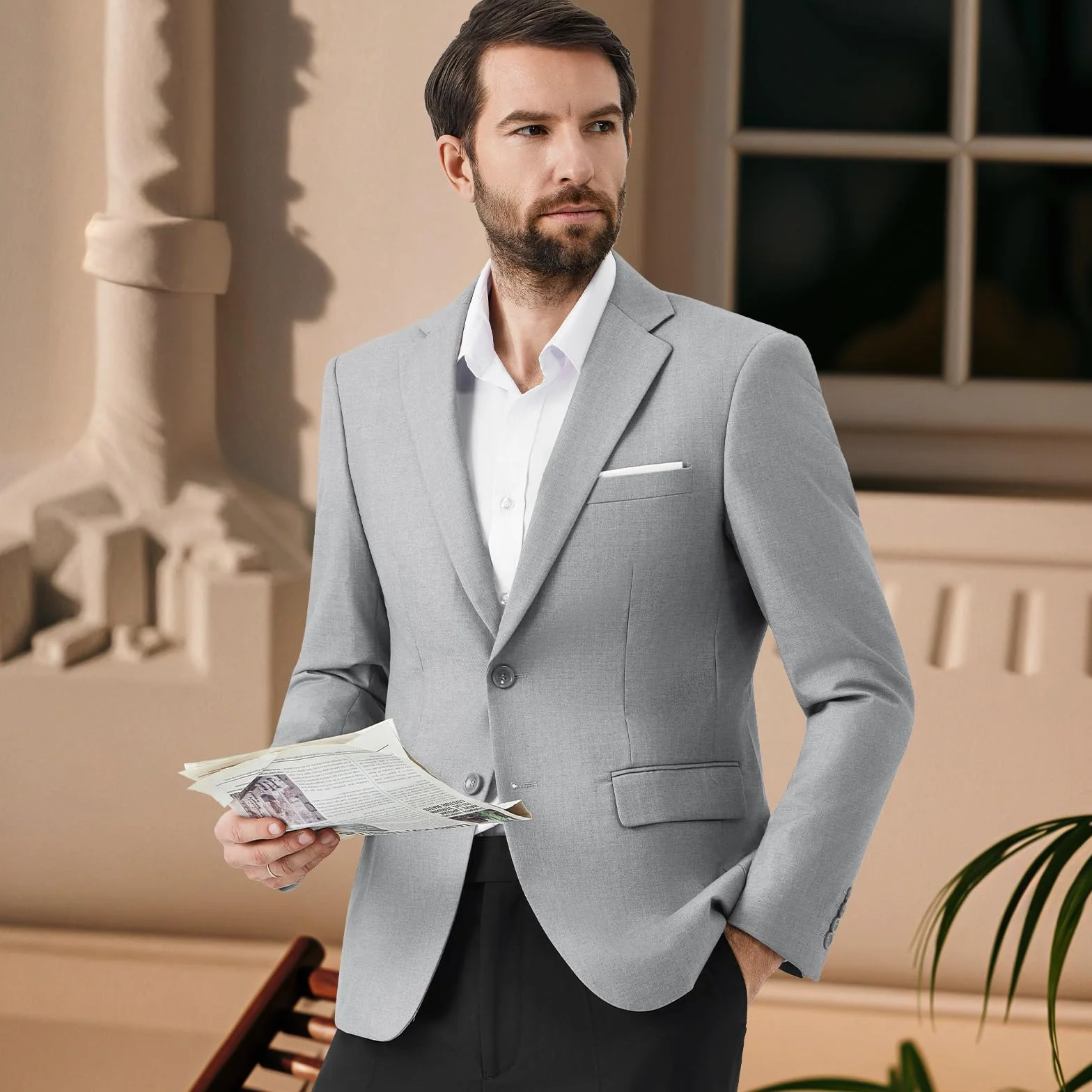Męska marynarka garniturowa, sportowa marynarka, slim fit, biznesowa marynarka, 2 guziki, na wesele, czas wolny