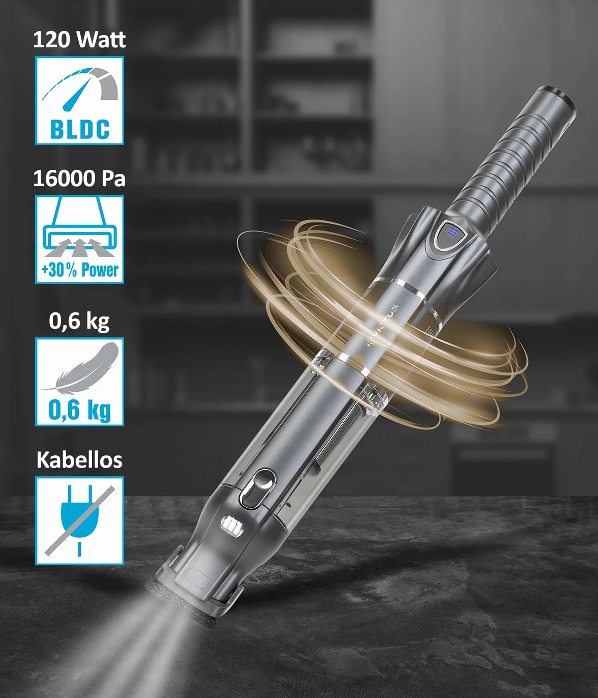 Genius Invictus One 3.0 akumulatorowy odkurzacz ręczny 120 W 100 ml 74 decybele