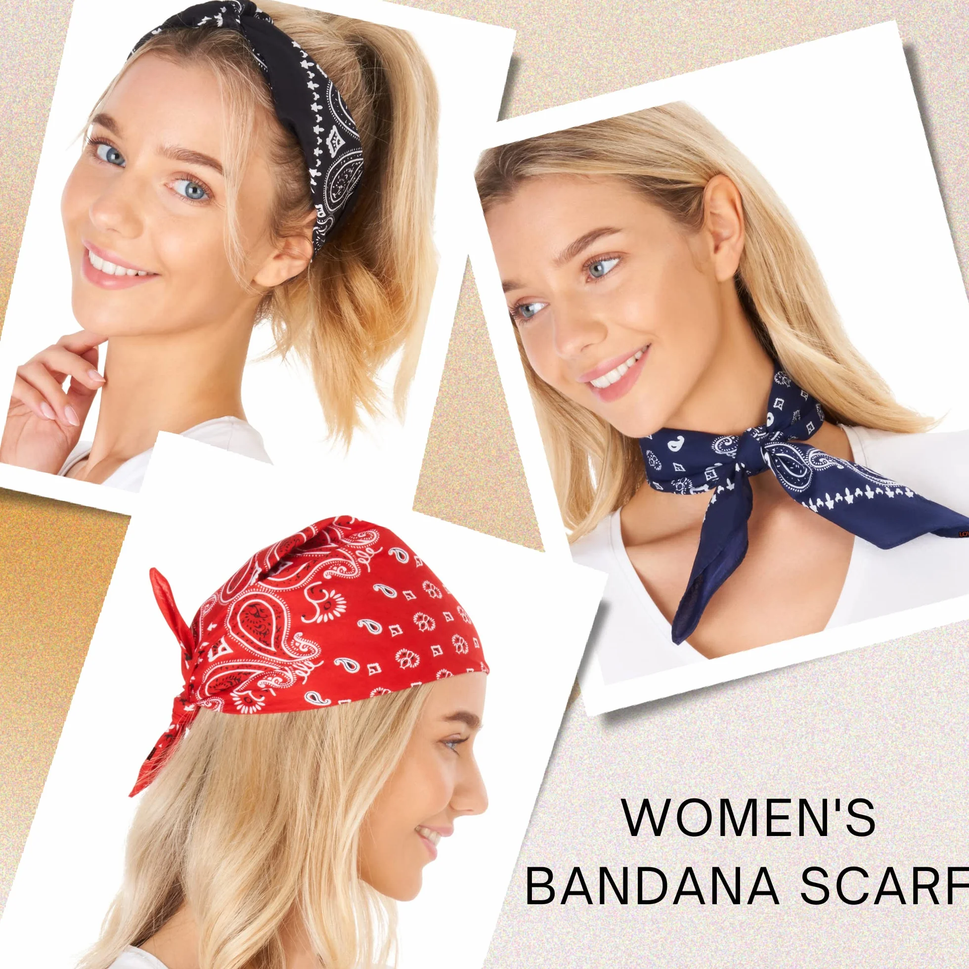Bandana bawełniana unisex 50 x 50 cm, Chusta na Głowę i Szyję, Wzór Paisley, dla Kobiet i Mężczyzn, Sportowa