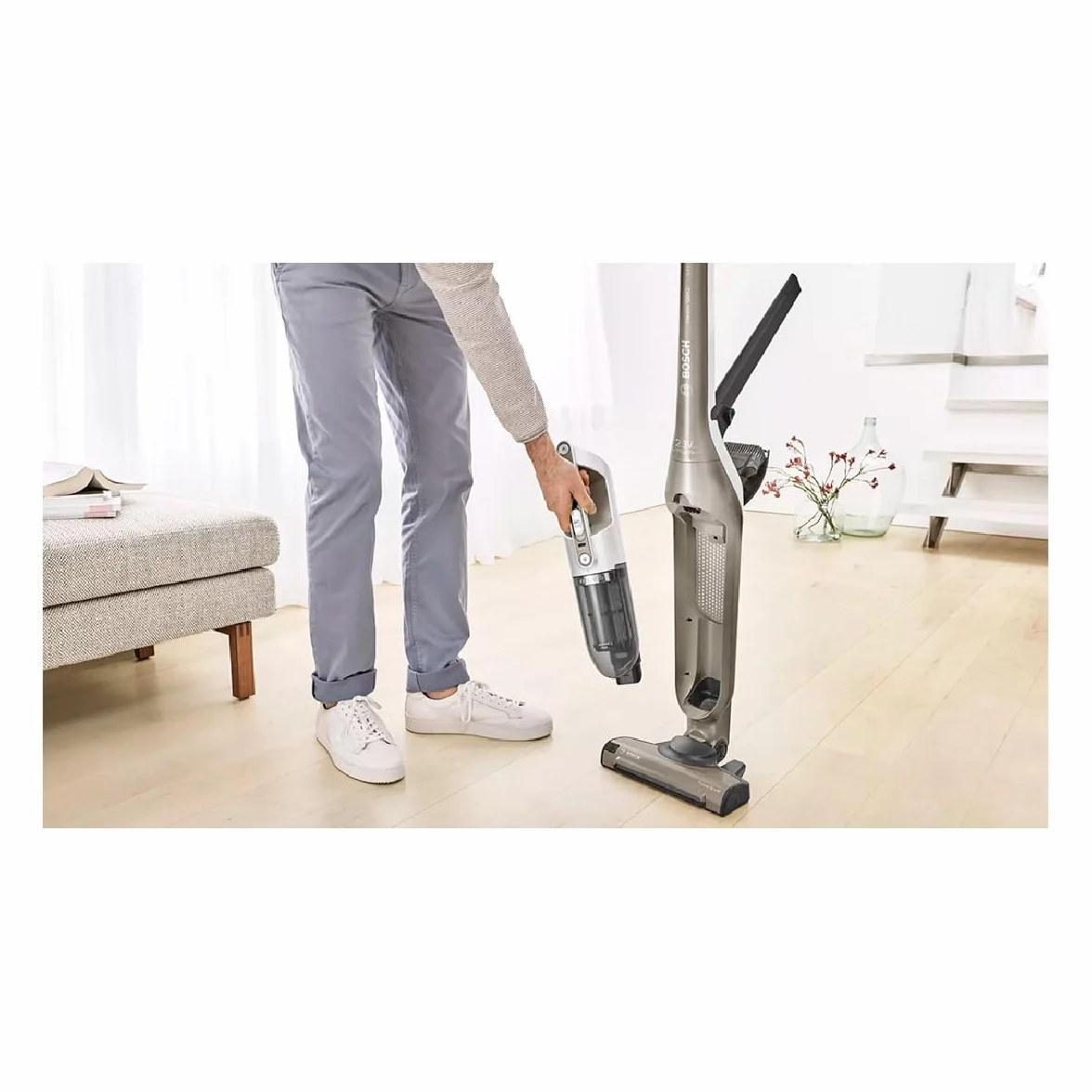 Bosch - Seria 4, bezprzewodowy odkurzacz pionowy Flexxo Gen 2, 28 W, 0,4 litra, 82 dB, metaliczny brąz, BBH3ALL23