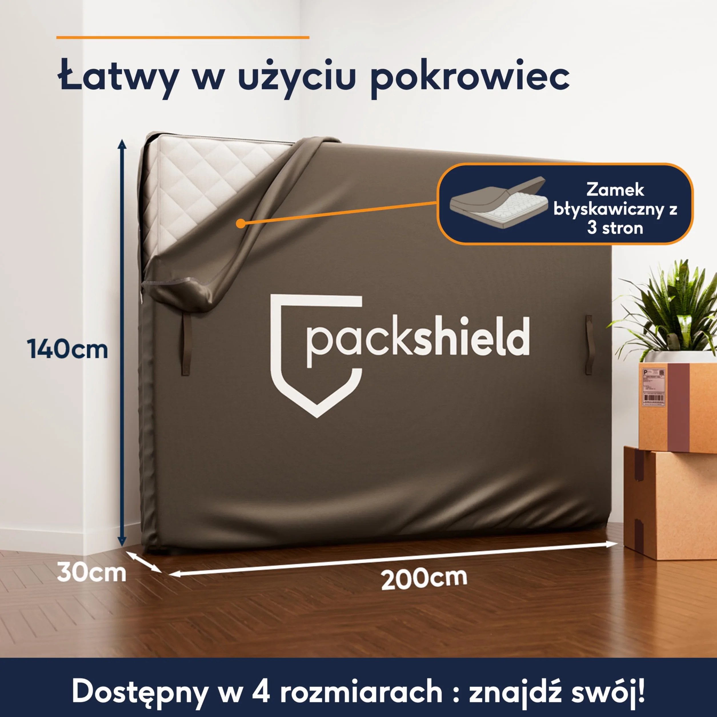 Pokrowiec ochronny na materac 140x200cm wodoodporny Oxford z 4 uchwytami