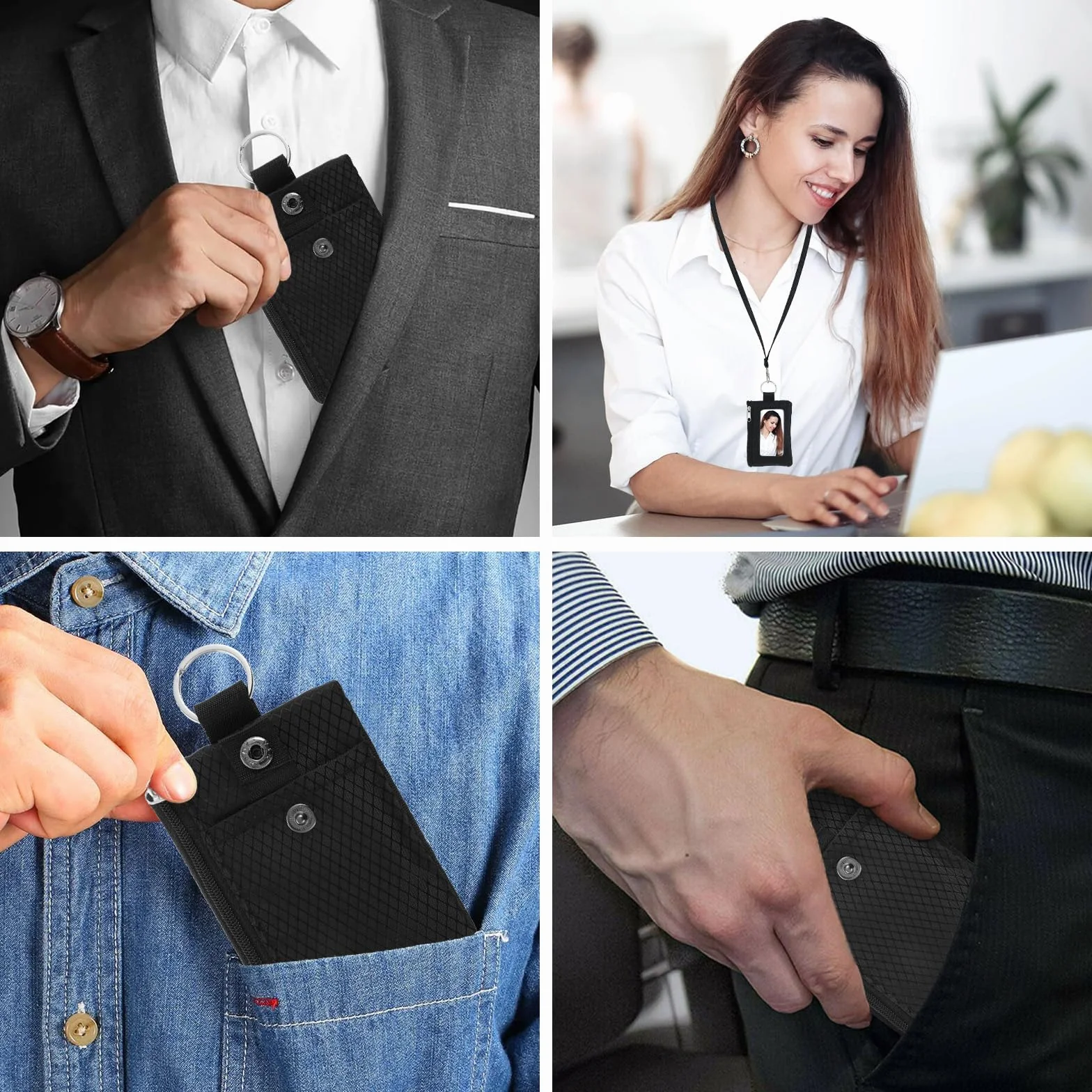 Blokowanie RFID, wodoodporny, zamek błyskawiczny, etui na dowód osobisty, podróżny portfel na szyję ze smyczą, brelok, uchwyt na identyfikator, dla kobiet i mężczyzn