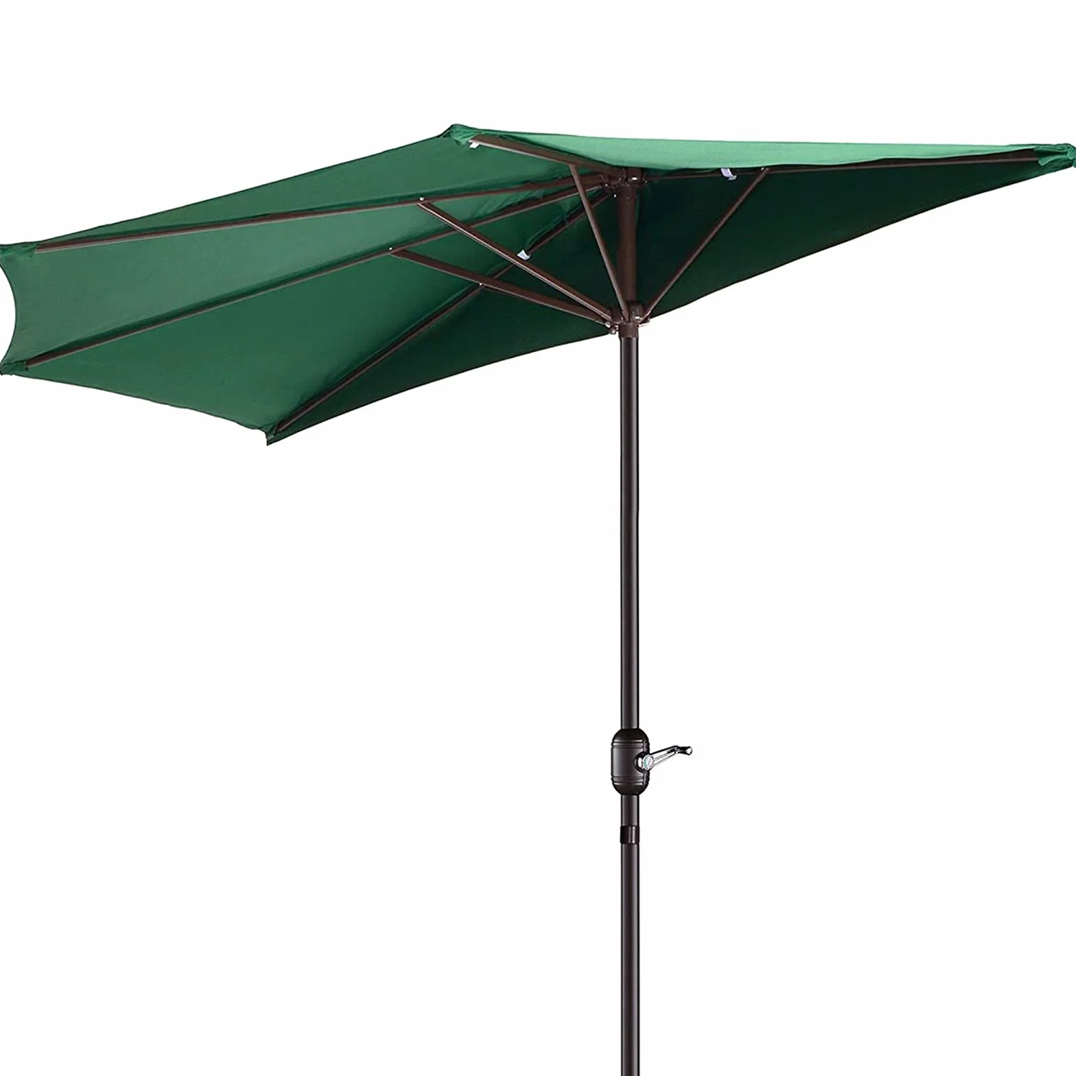 Parasol Ogrodowy Duży, Półokrągły Parasol Ogrodowy O Długości 3 M / 9,8 Stopy, Półokrągły Baldachim W Kolorze Ciemnozielonym Z Korbą I 5 Żebrami, Parasol Ogrodowy/Tarasowy/Podwórkowy, Ochrona Przed P
