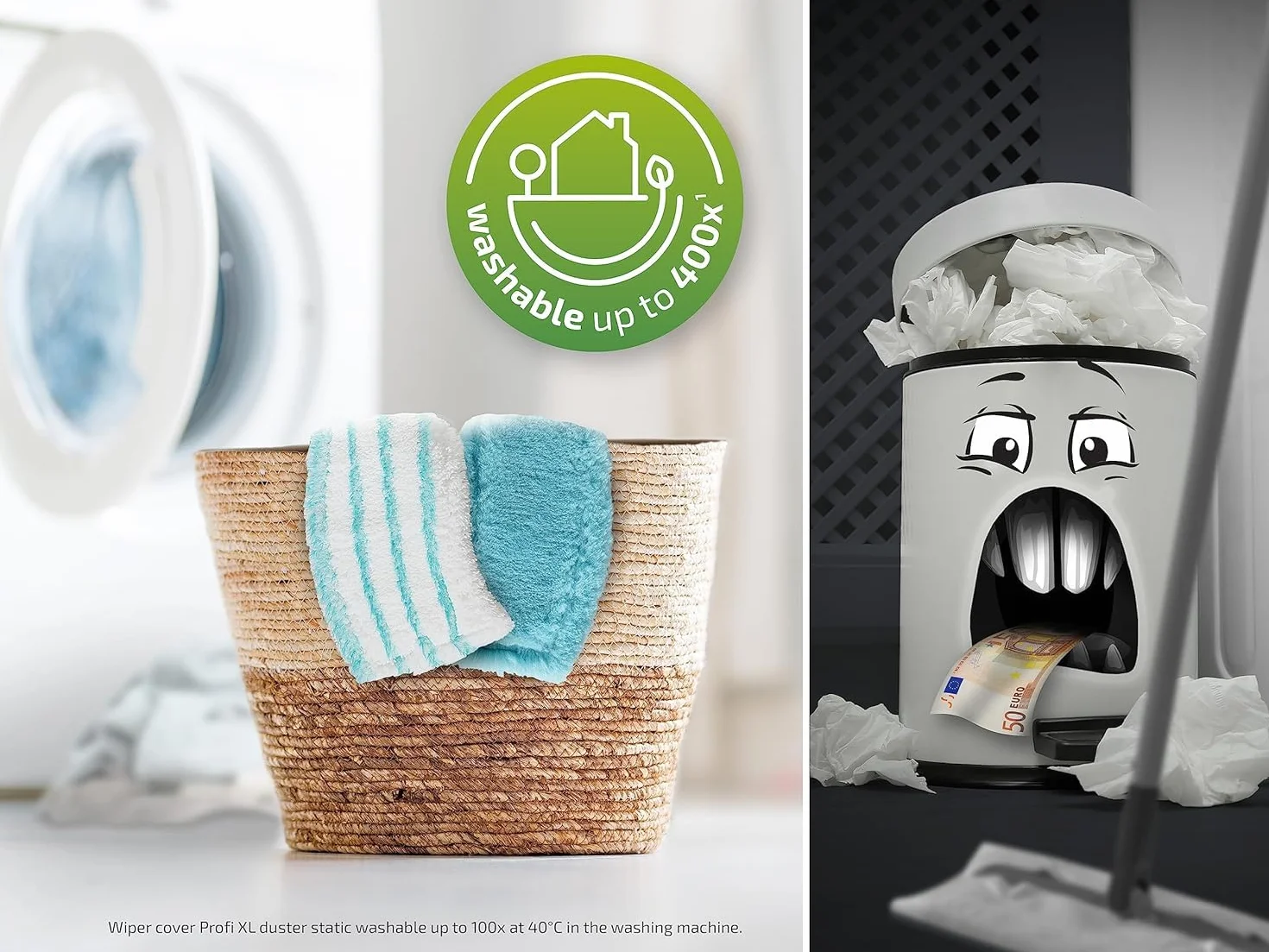 Wiadro Z Wyciskaczem Do Mopa Profi XL Na Kółkach Mop Z Nakładką Micro Duo Plus Nakładka Duster Static