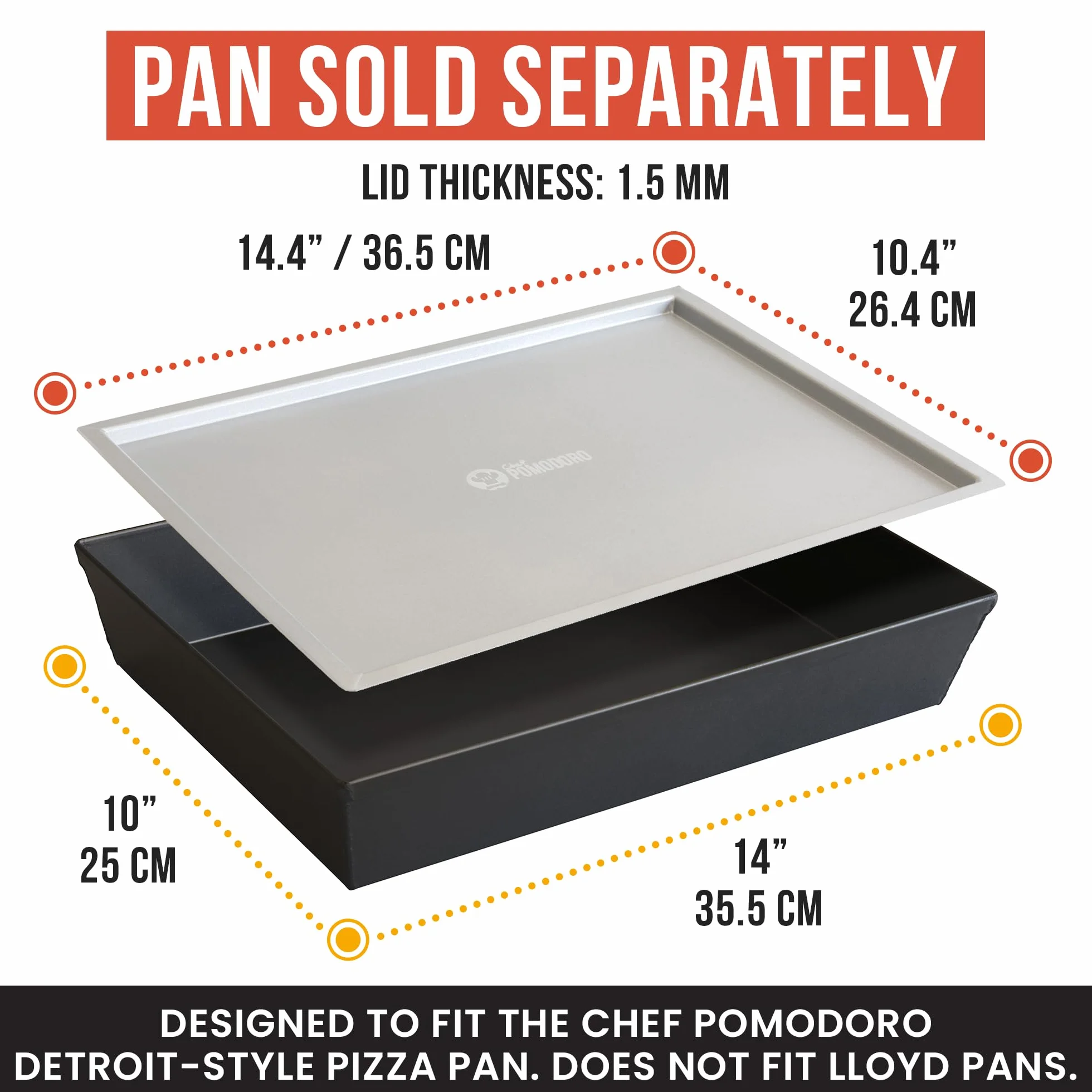 Chef Pomodoro pokrywka do pizzy Detroit 35,5 x 25 cm aluminium 1,5 mm