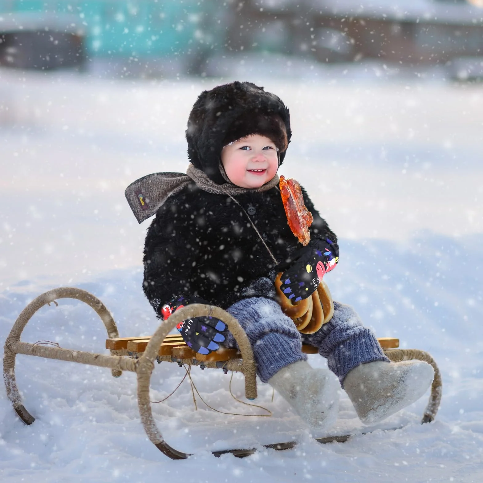 Dziecięce rękawice narciarskie, rękawice narciarskie dla nastolatków zimowe rękawice śnieżne ciepłe rękawiczki snowboardowe rękawice dziecięce 8-14 lat