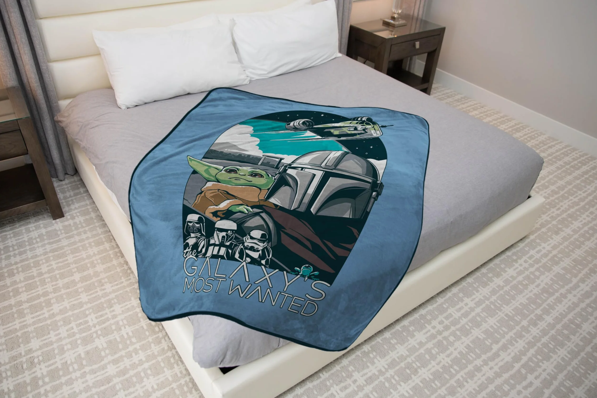 Jay Franco Kids Star Wars Pluszowy koc - 130 x 150 cm Miękki i wygodny koc polarowy do sypialni i sofy, oficjalnie licencjonowany produkt, niebieski